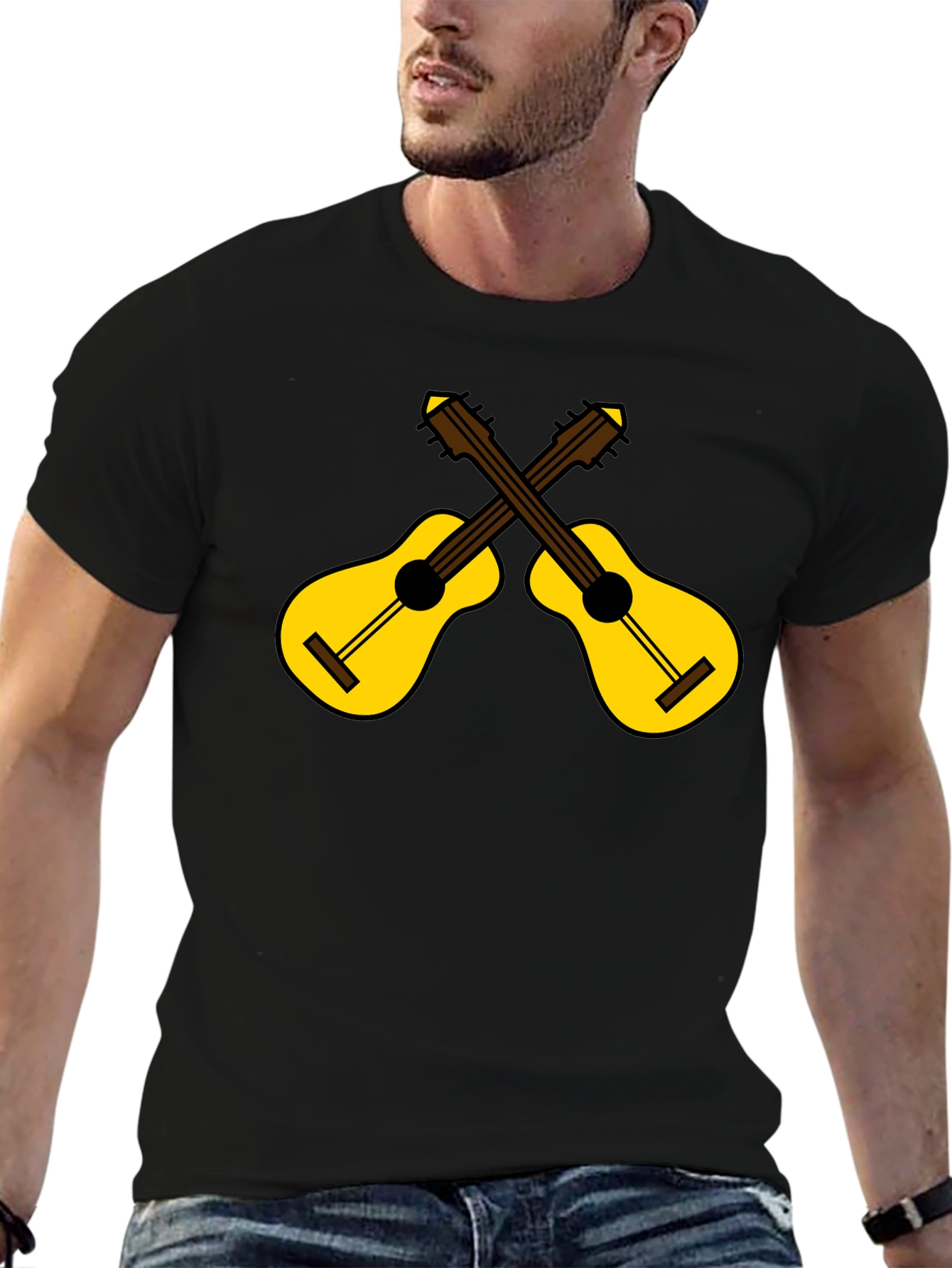 Crossed Guitars Graphic Tee - Black