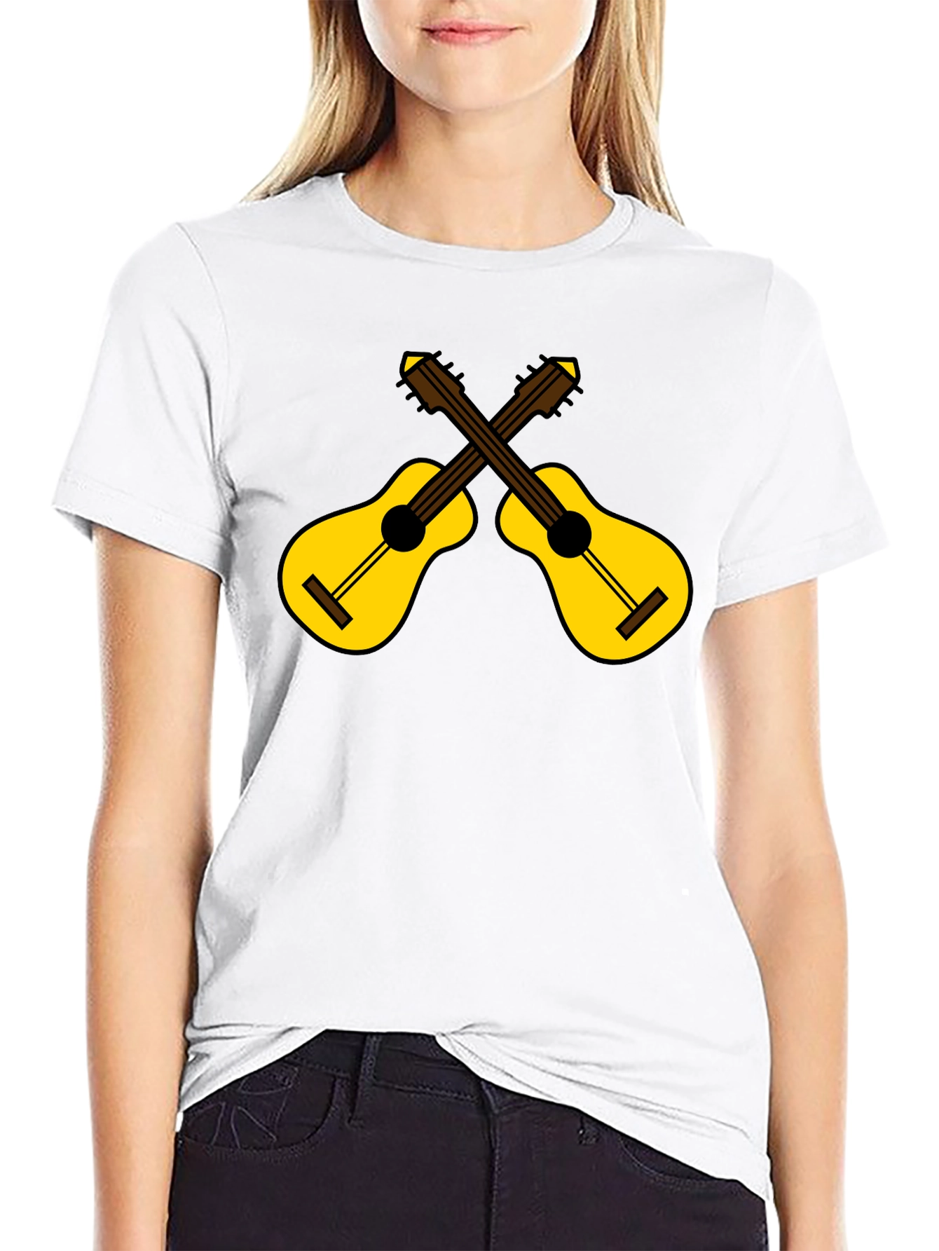 Crossed Guitars Graphic Tee - Black