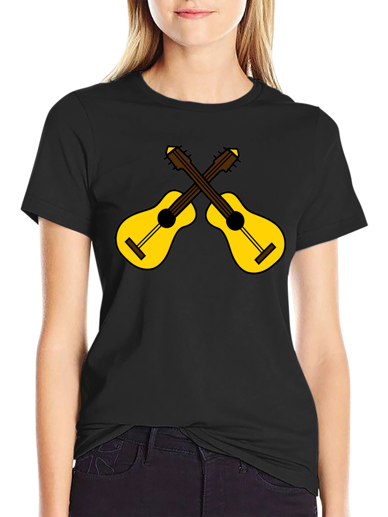 Crossed Guitars Graphic Tee - Black