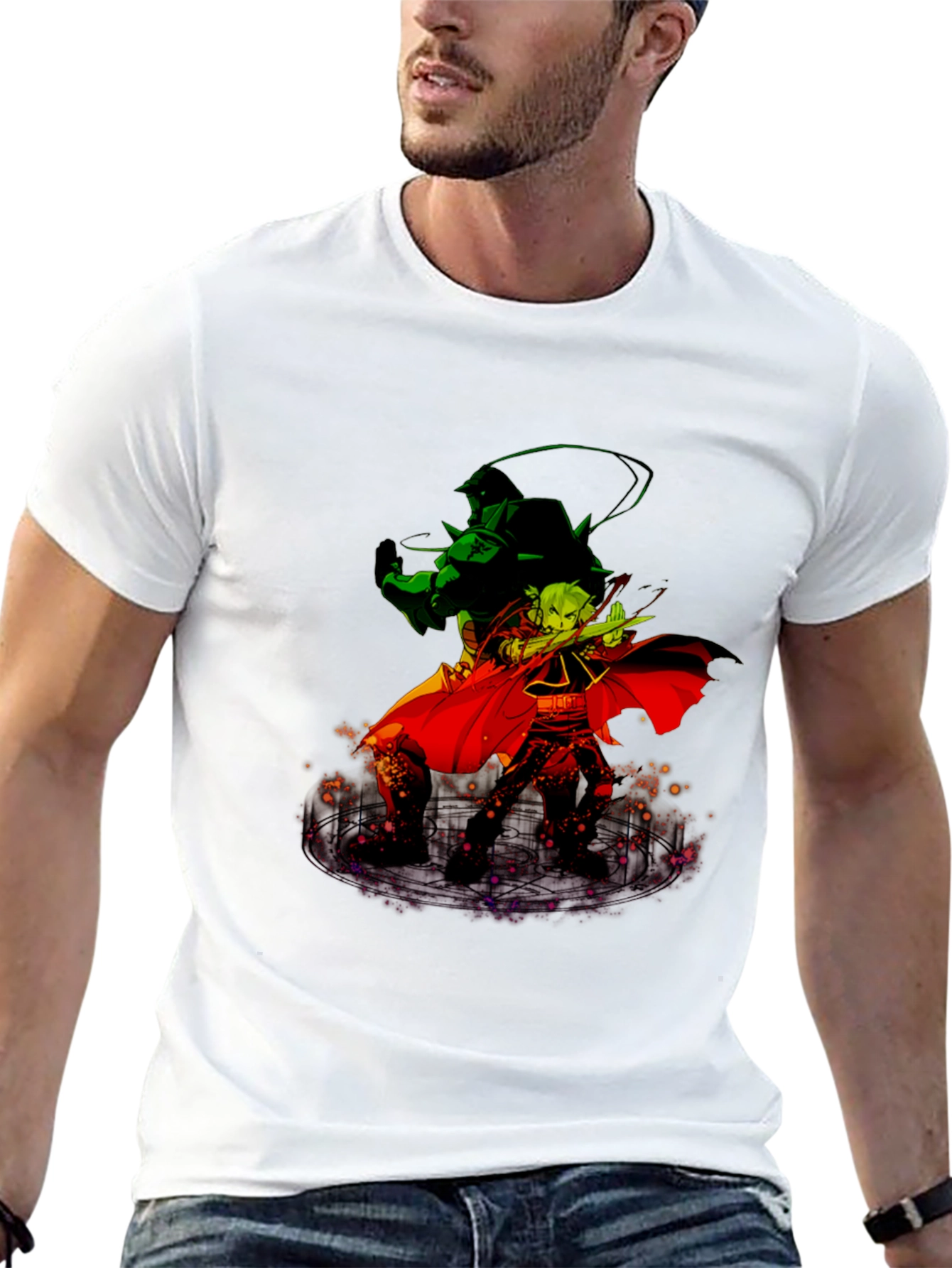 Anime Duo Graphic T-Shirt - Black Cotton Tee