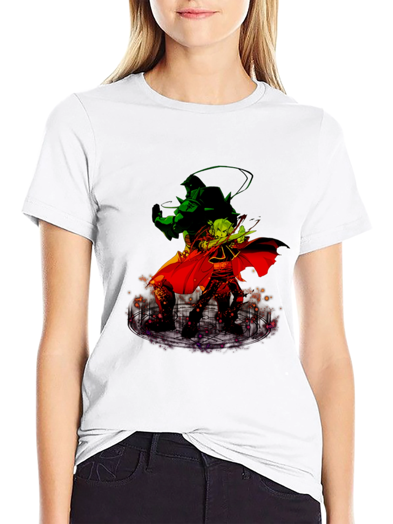 Anime Duo Graphic T-Shirt - Black Cotton Tee