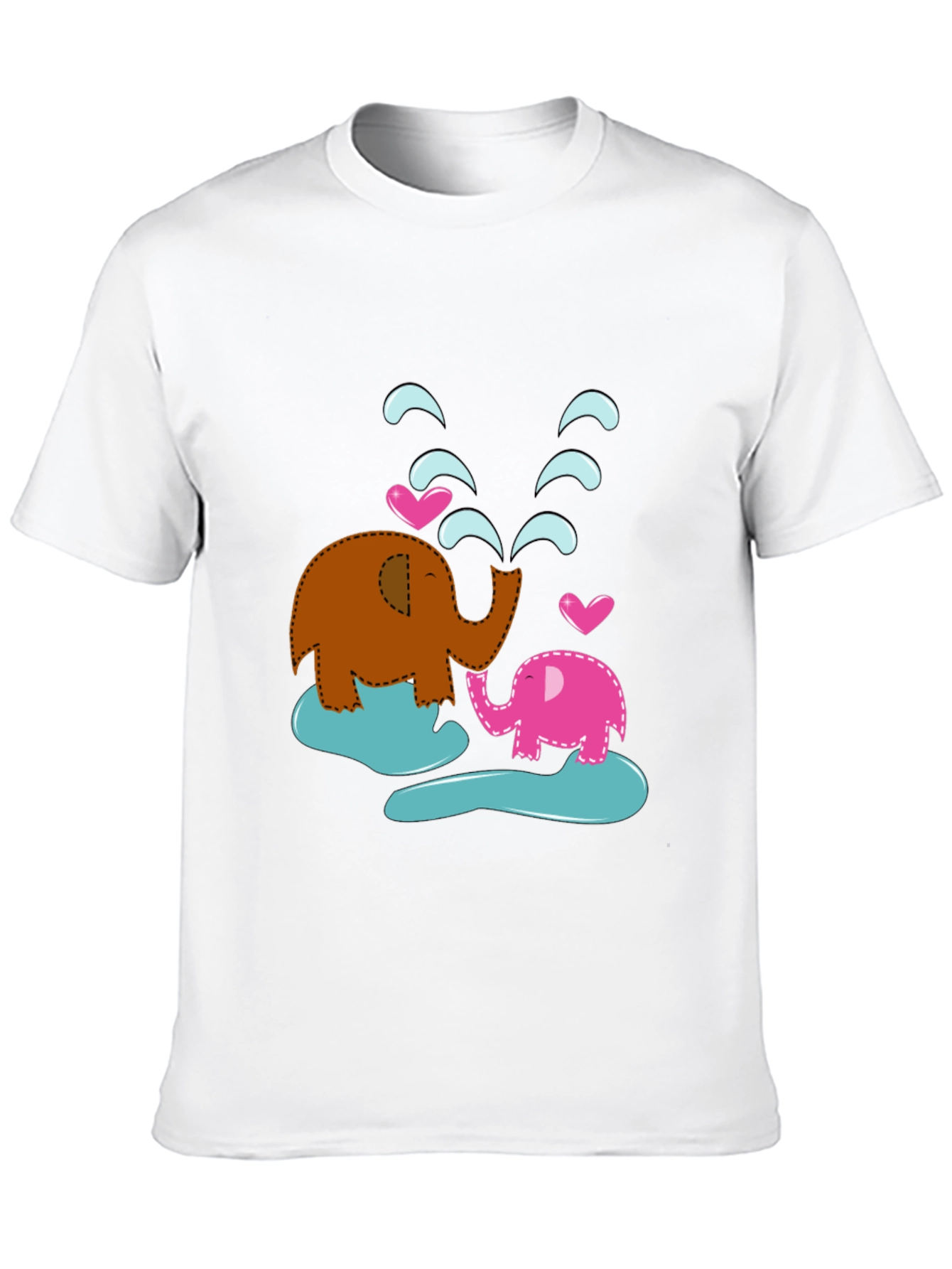 Cute Elephant Family T-Shirt - Black