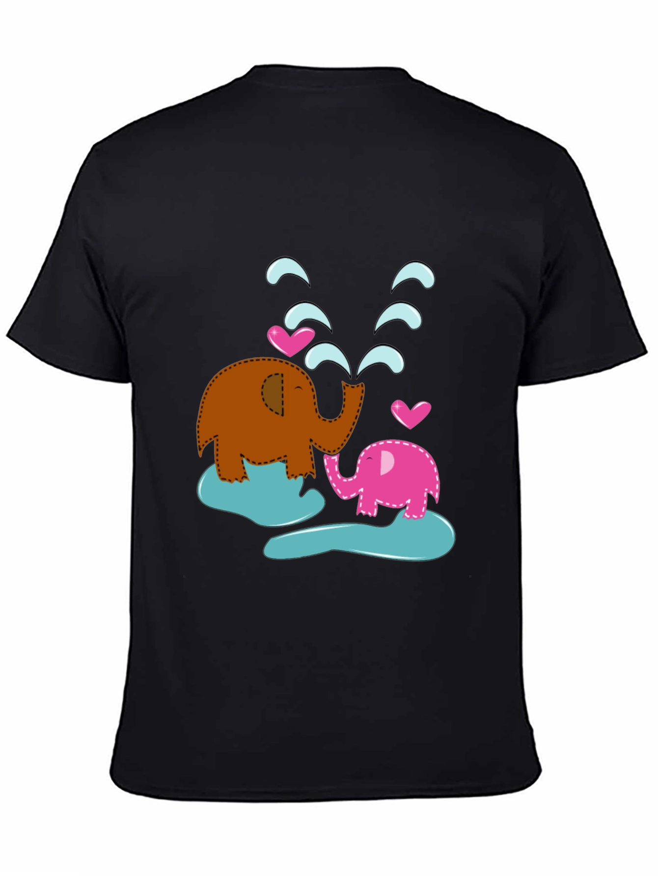 Cute Elephant Family T-Shirt - Black