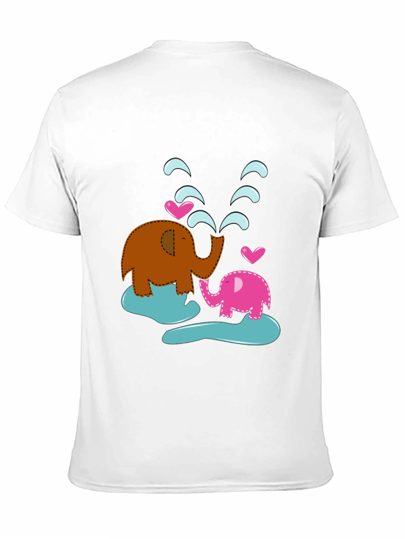 Cute Elephant Family T-Shirt - Black