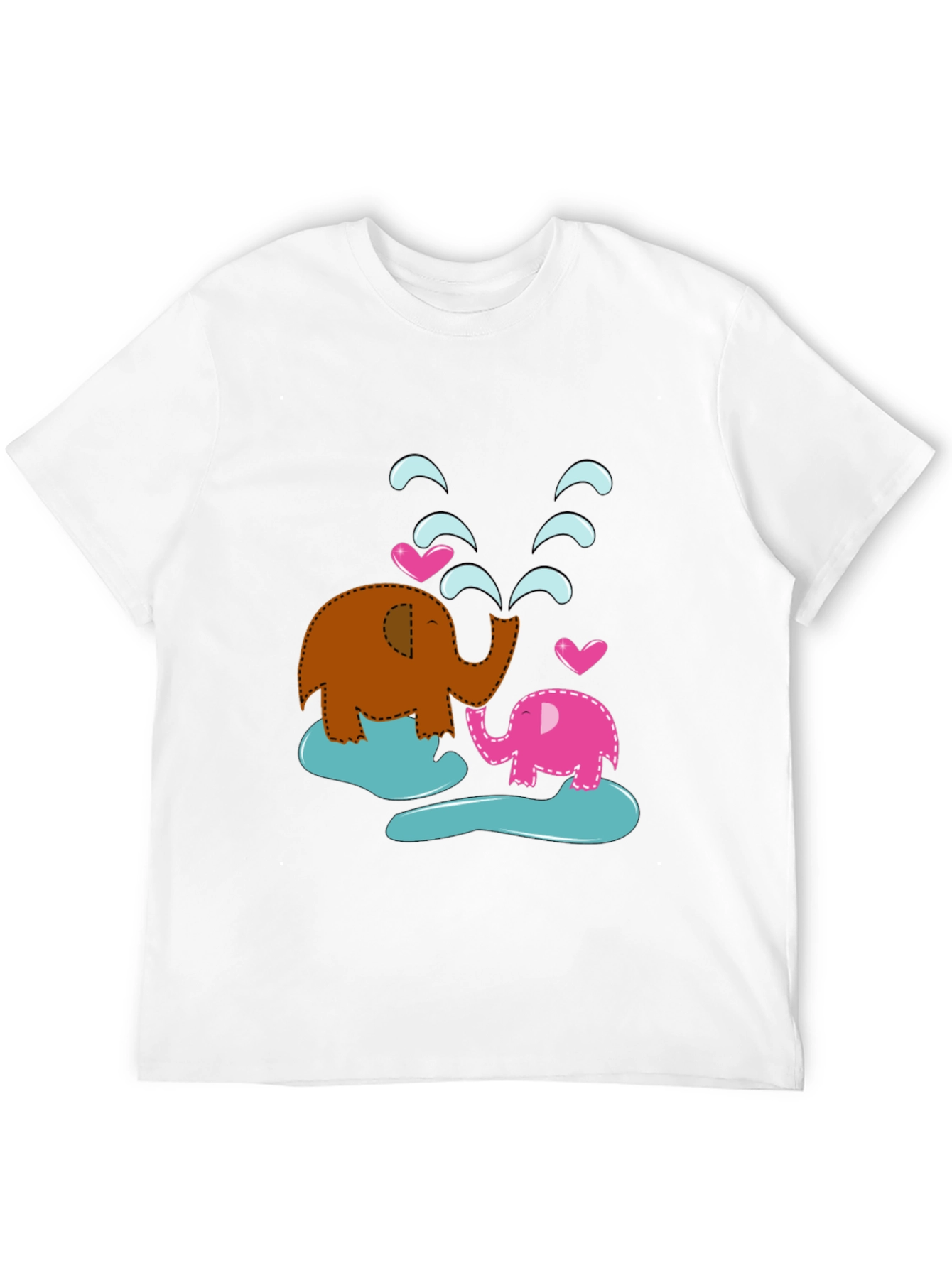 Cute Elephant Family T-Shirt - Black