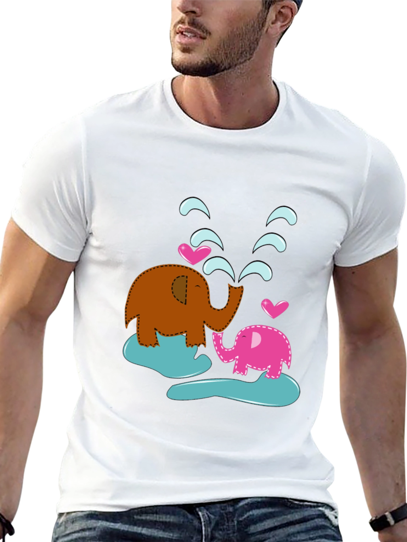 Cute Elephant Family T-Shirt - Black