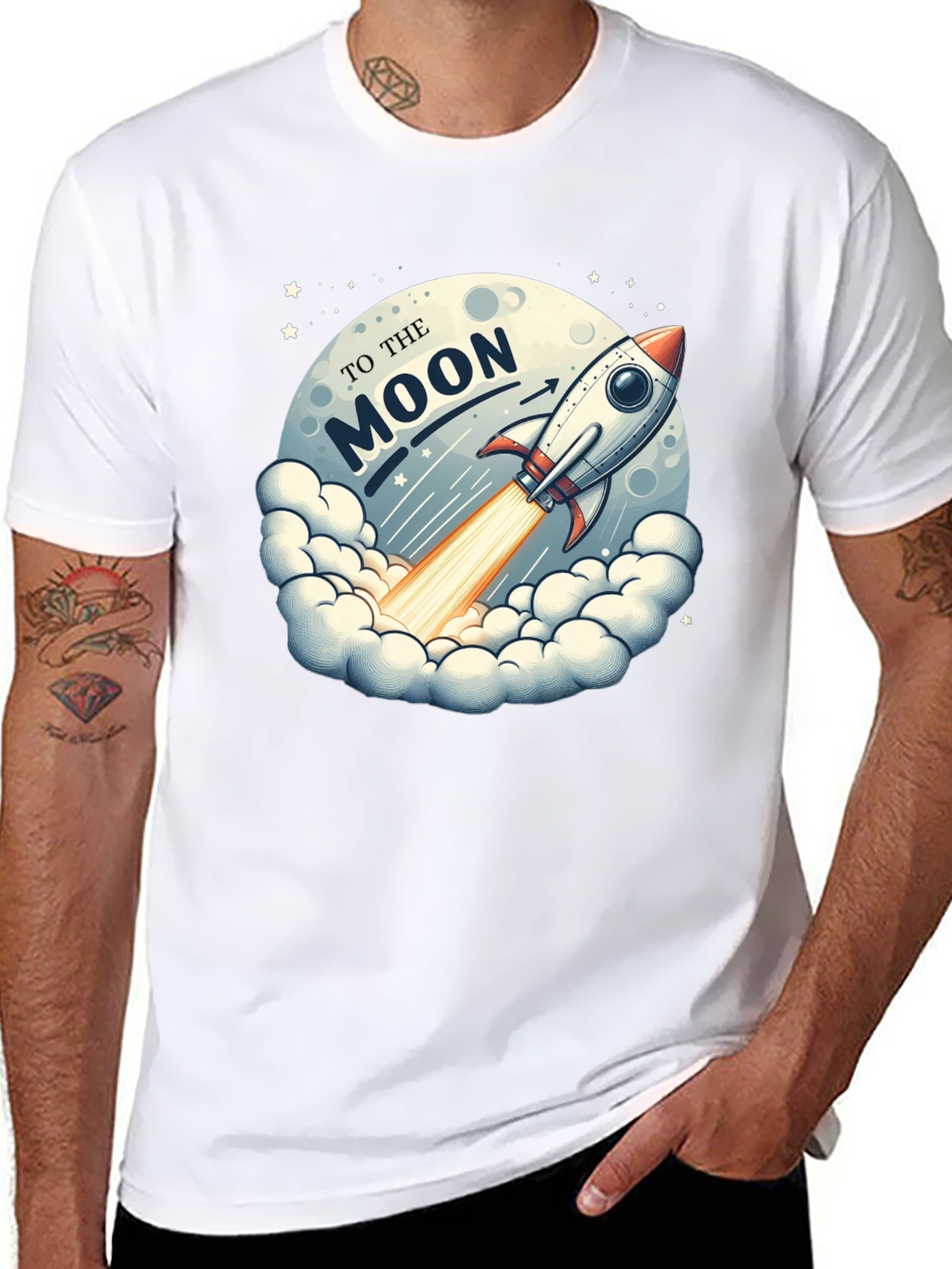 To The Moon Rocket Graphic T-Shirt