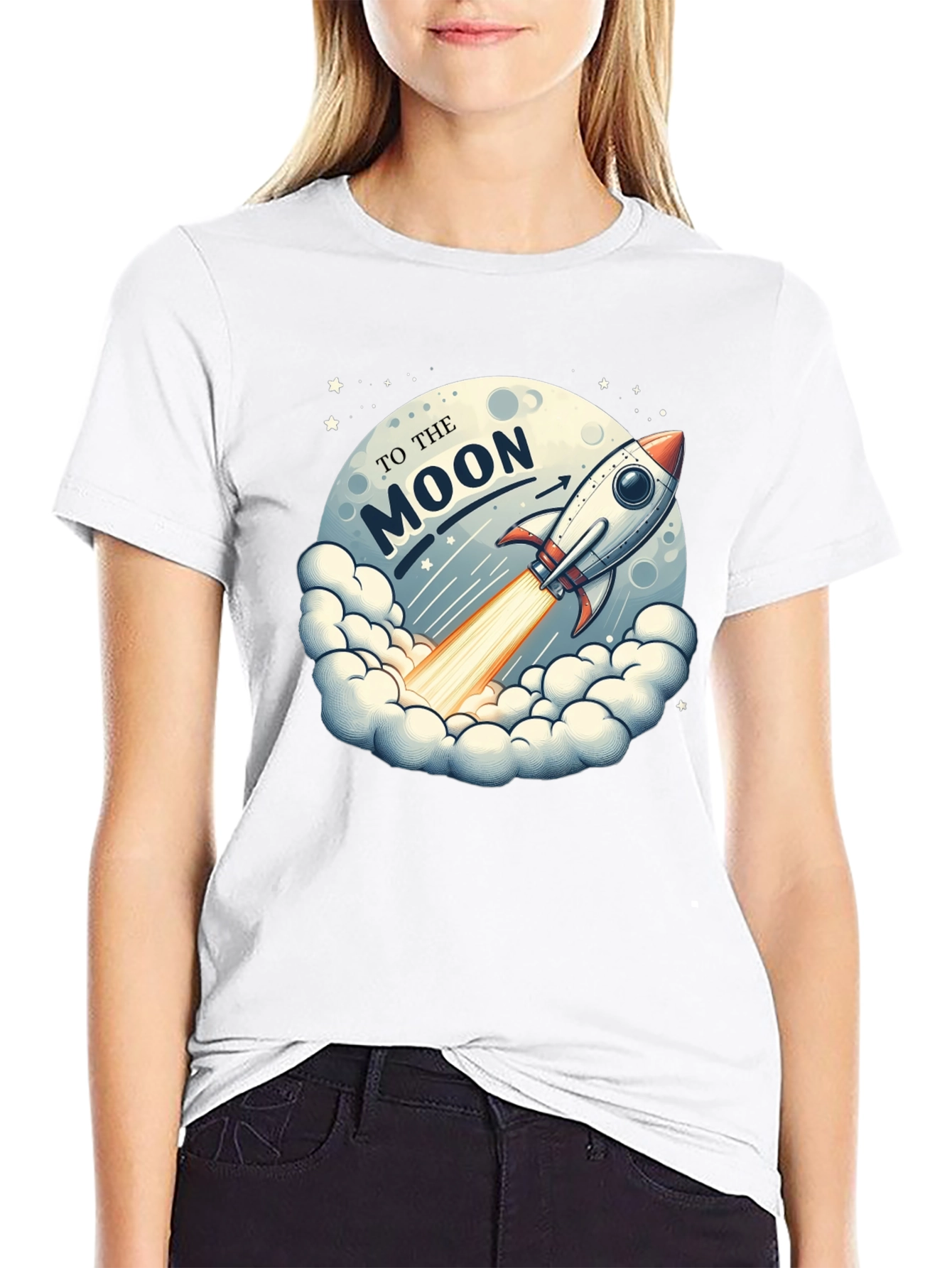 To The Moon Rocket Graphic T-Shirt
