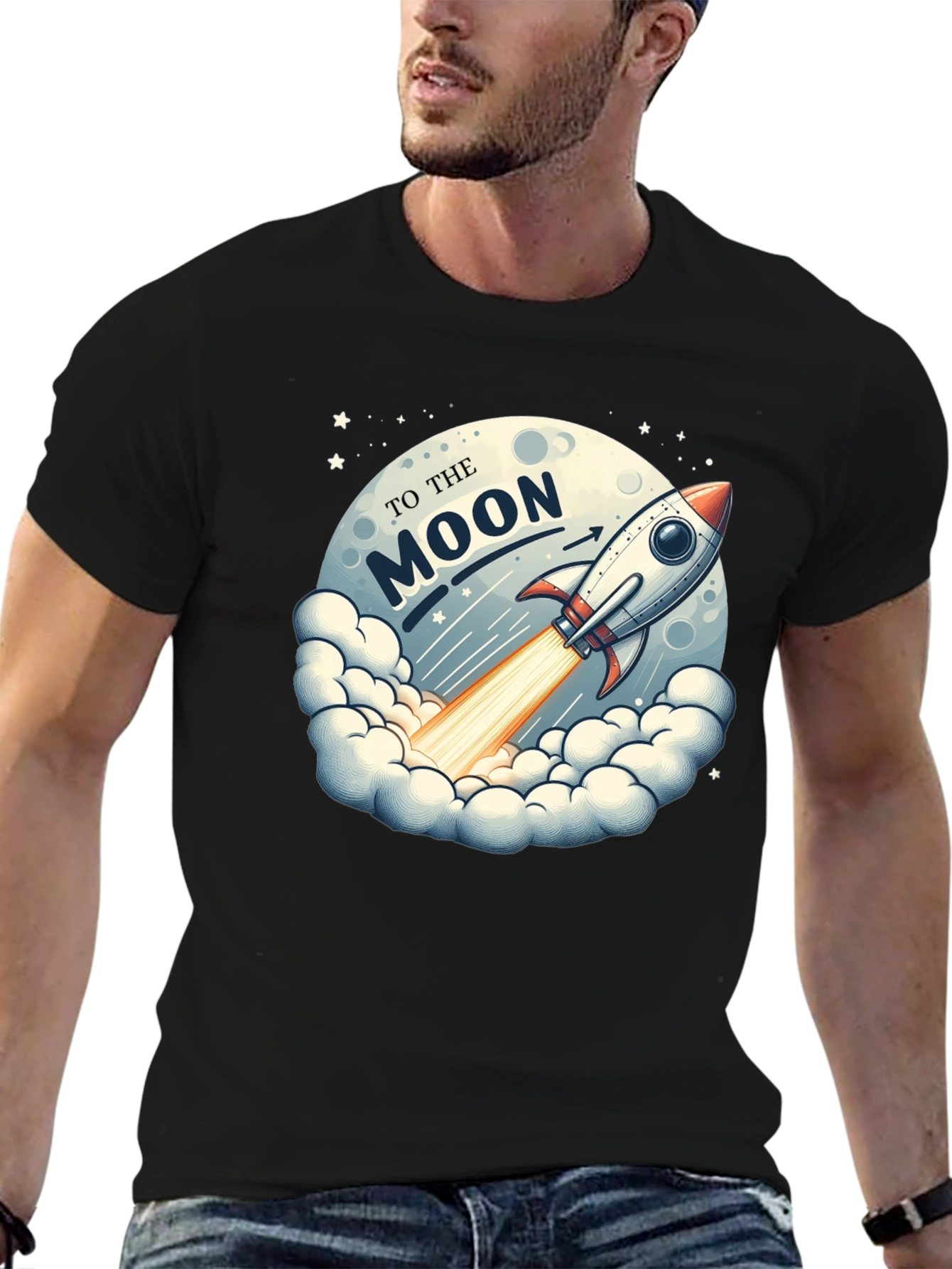 To The Moon Rocket Graphic T-Shirt