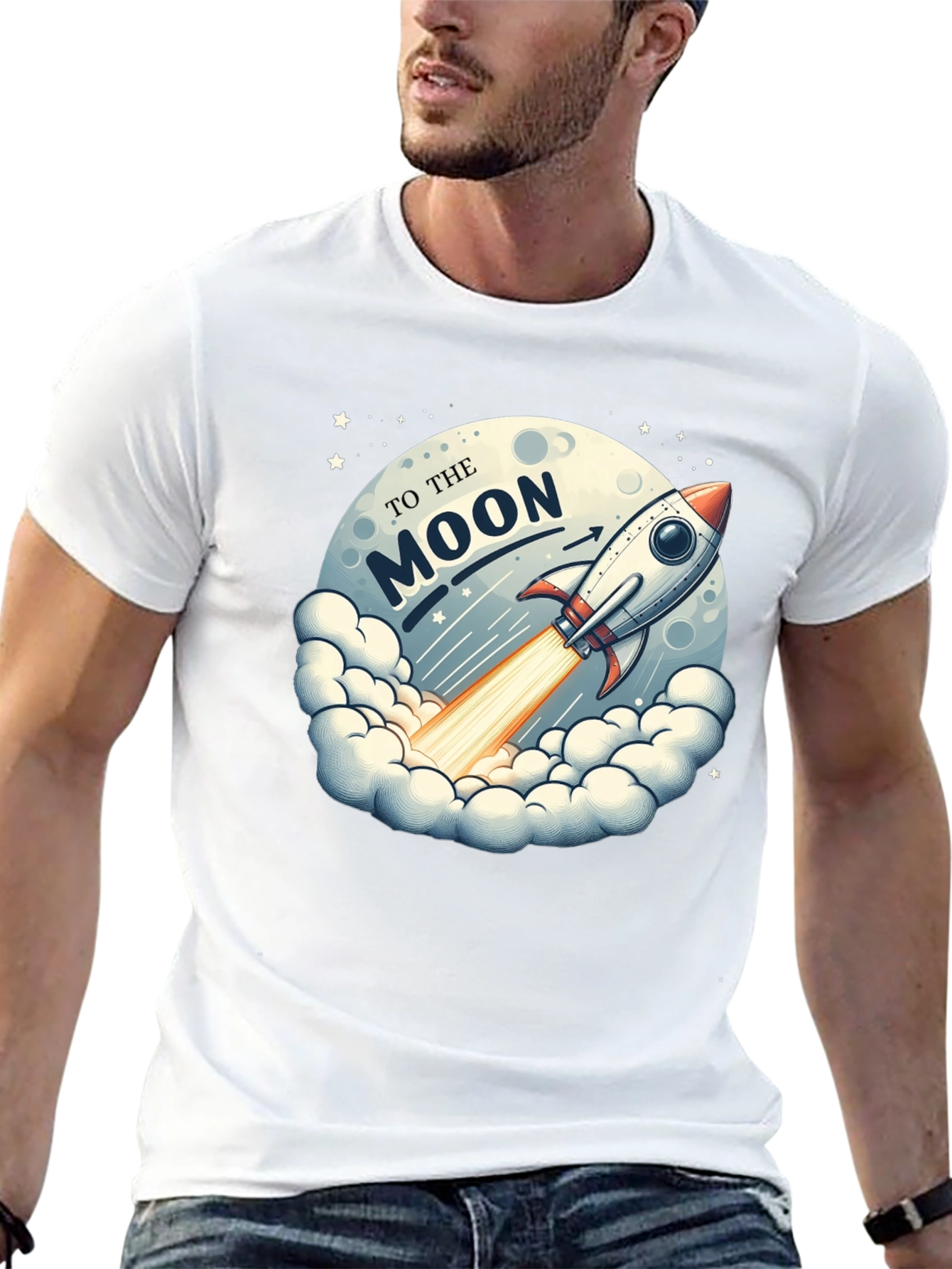 To The Moon Rocket Graphic T-Shirt