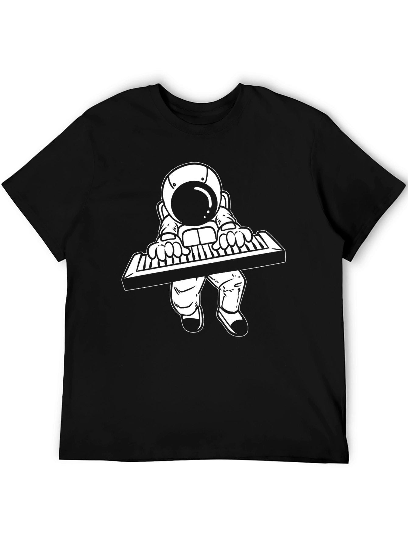 Astronaut Keyboardist Black T-Shirt