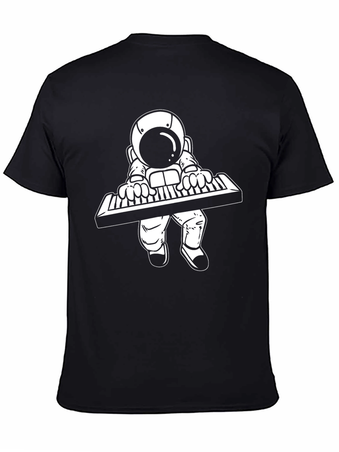 Astronaut Keyboardist Black T-Shirt