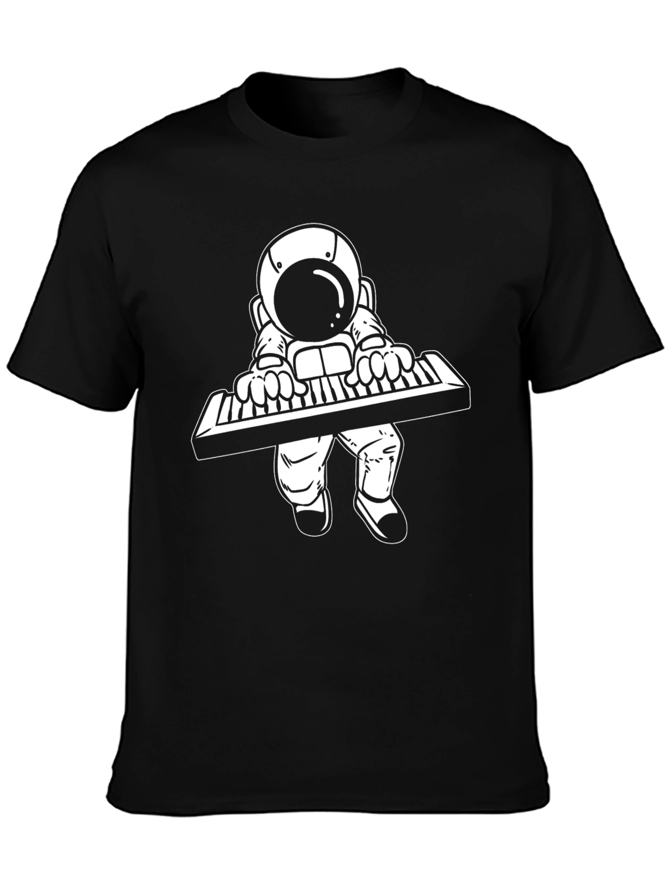 Astronaut Keyboardist Black T-Shirt