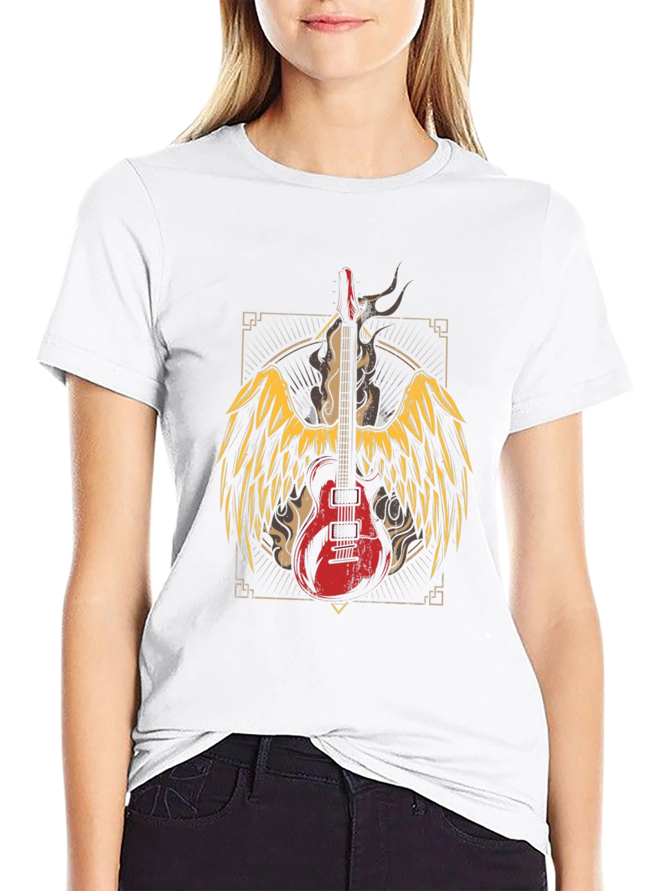 Winged Guitar Graphic Tee - Rocker Style