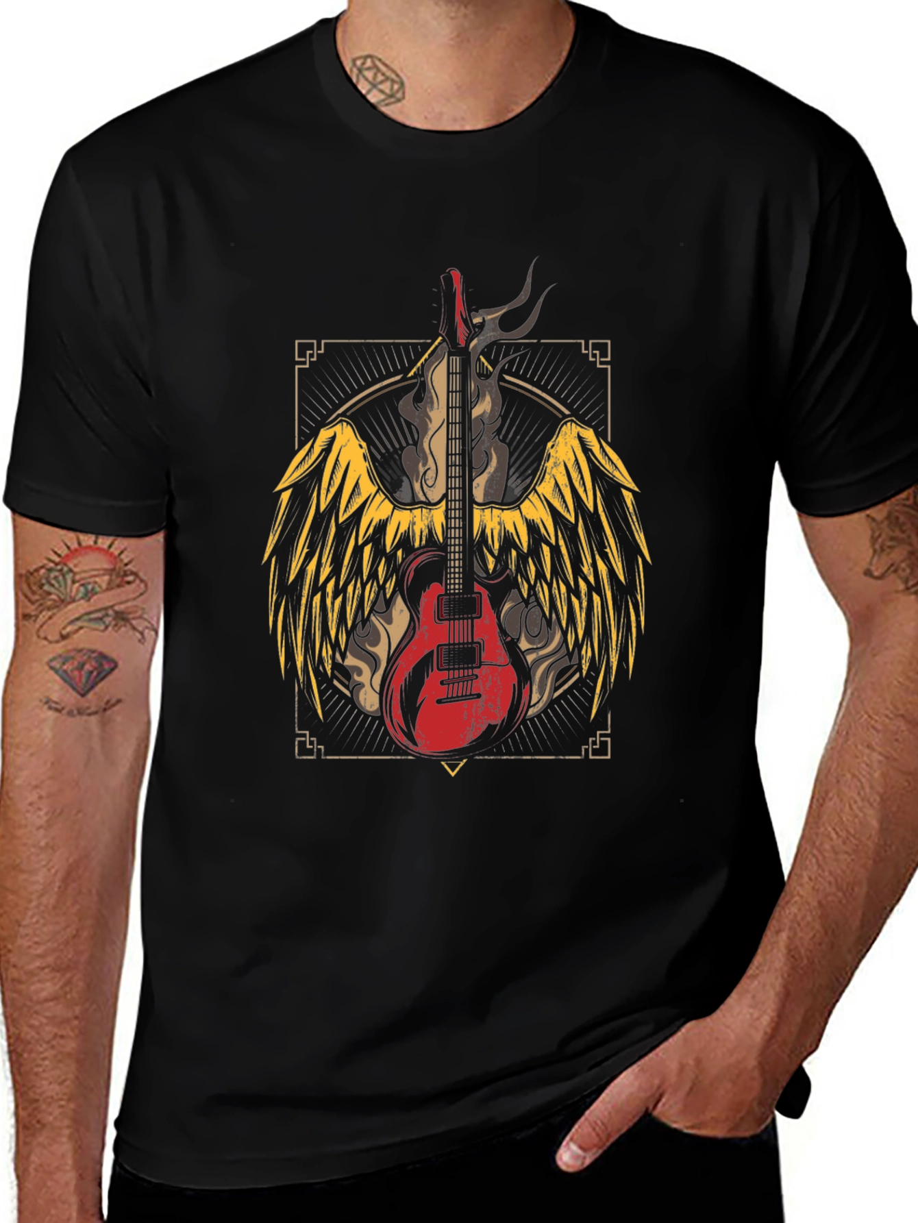 Winged Guitar Graphic Tee - Rocker Style