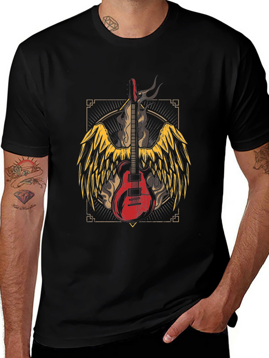 Winged Guitar Graphic Tee - Rocker Style