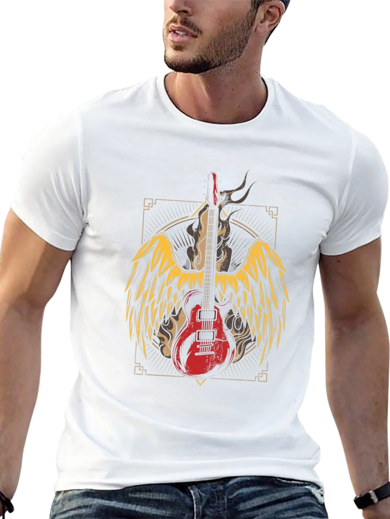 Winged Guitar Graphic Tee - Rocker Style