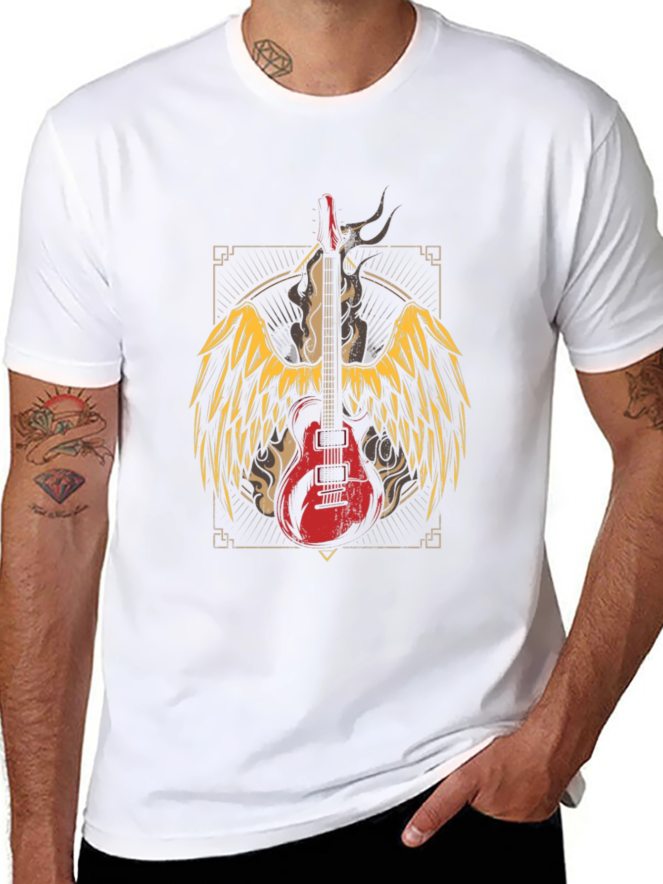 Winged Guitar Graphic Tee - Rocker Style