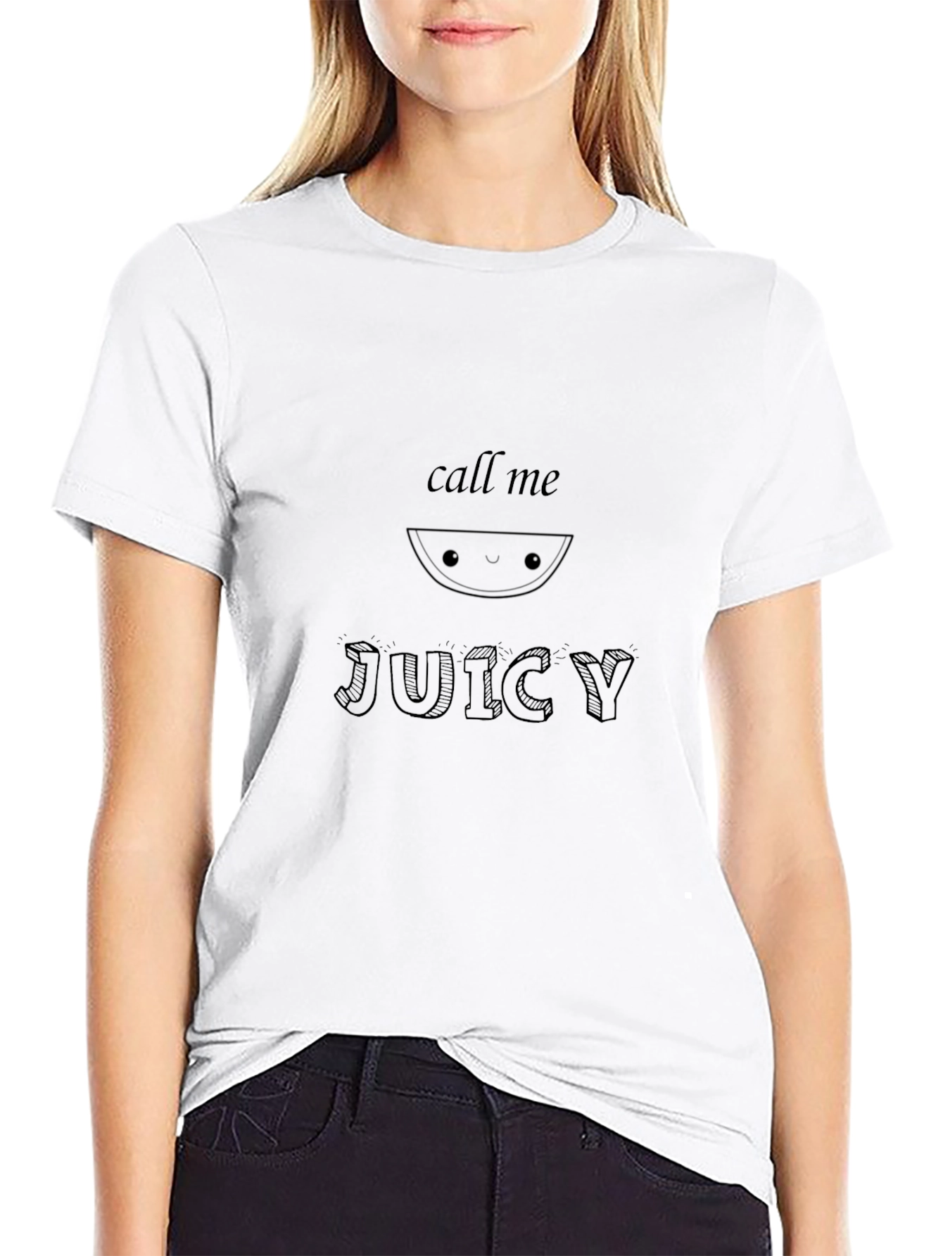 Call Me Juicy Black Graphic Tee
