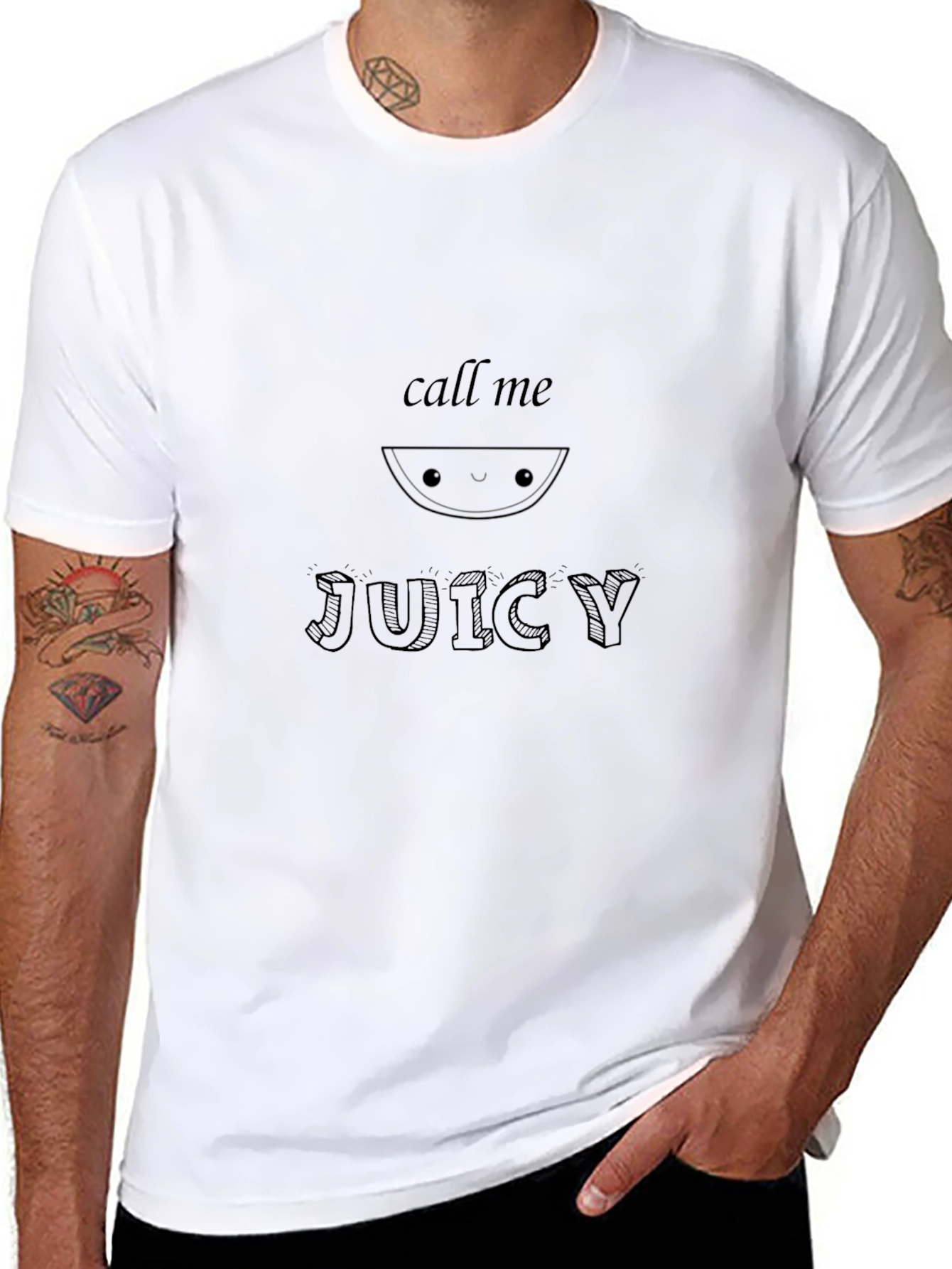 Call Me Juicy Black Graphic Tee