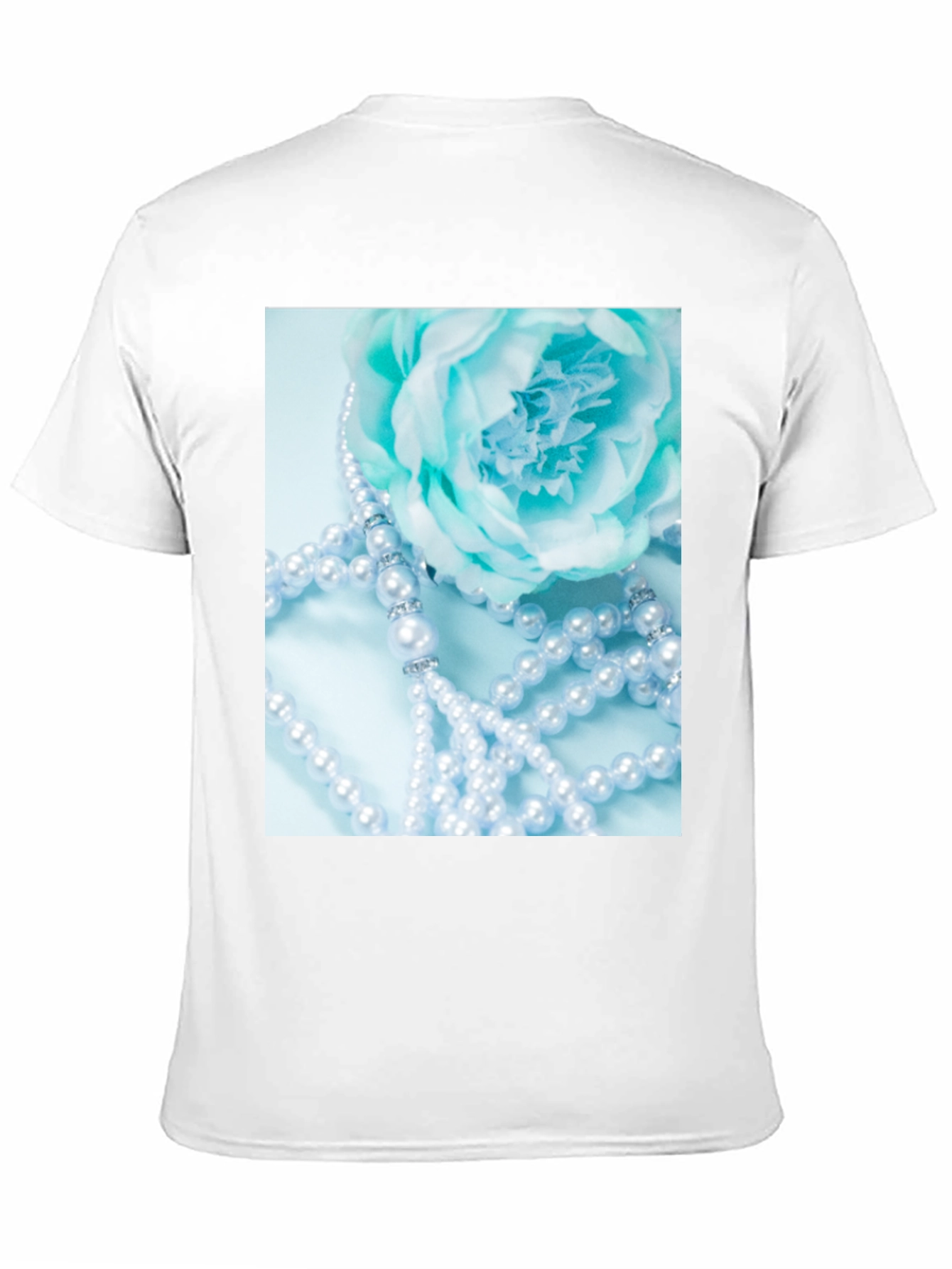 Elegant Floral Pearl T-Shirt - Black