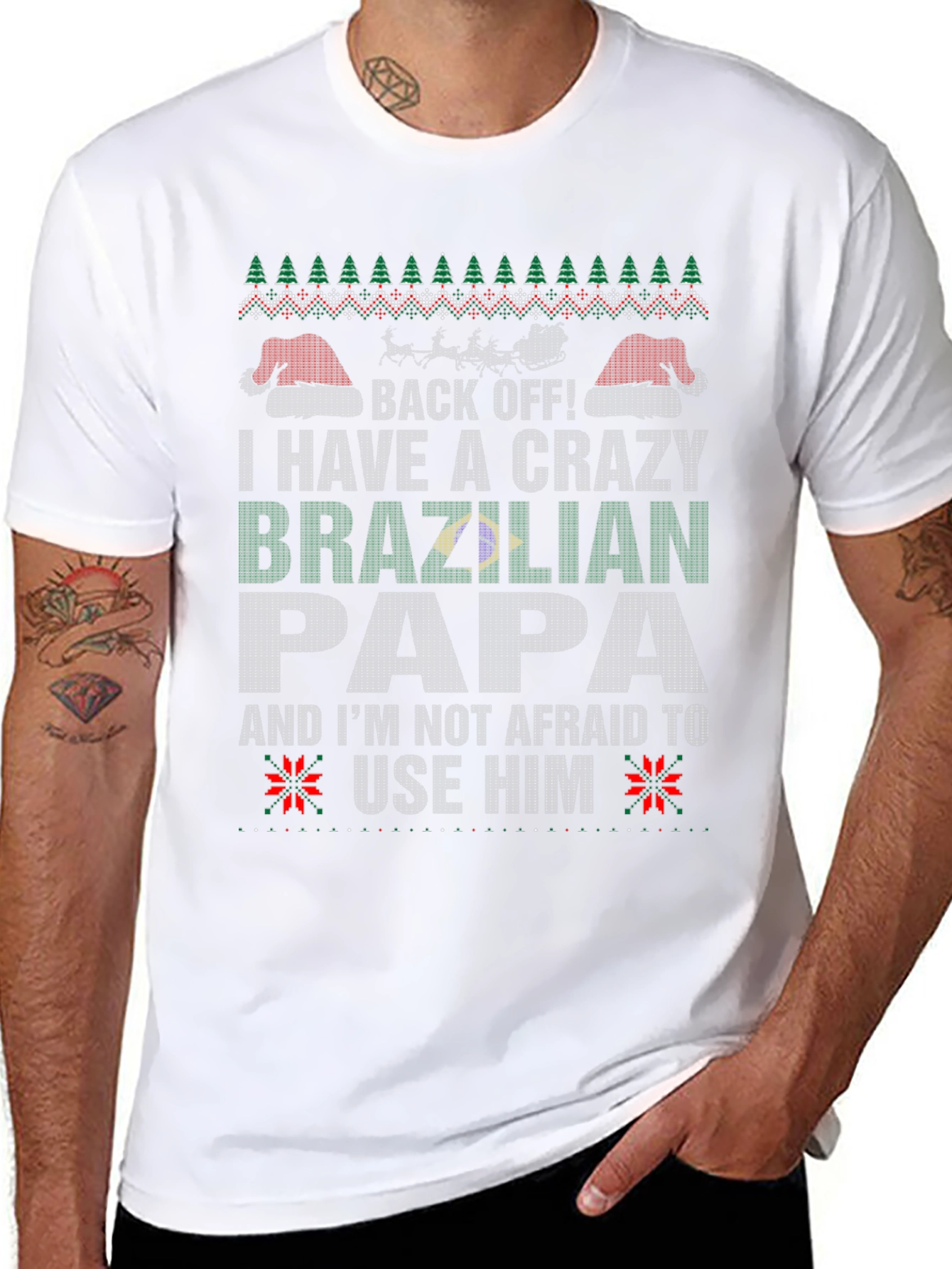 Crazy Brazilian Papa Ugly Christmas T-Shirt