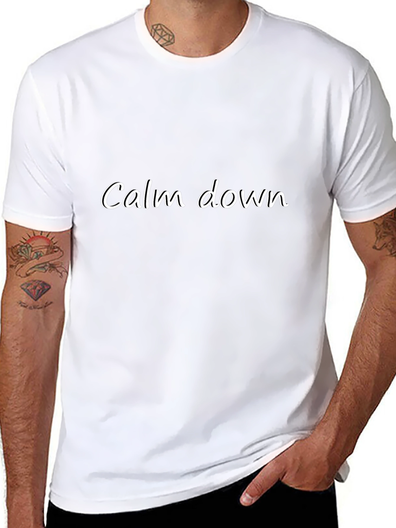 Calm Down Graphic Tee - Relaxed Fit Black T-Shirt