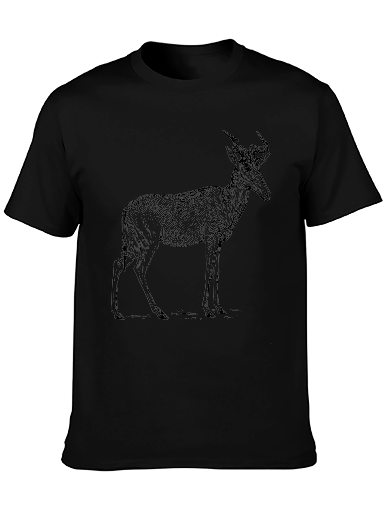 Antelope Graphic Print Black T-Shirt