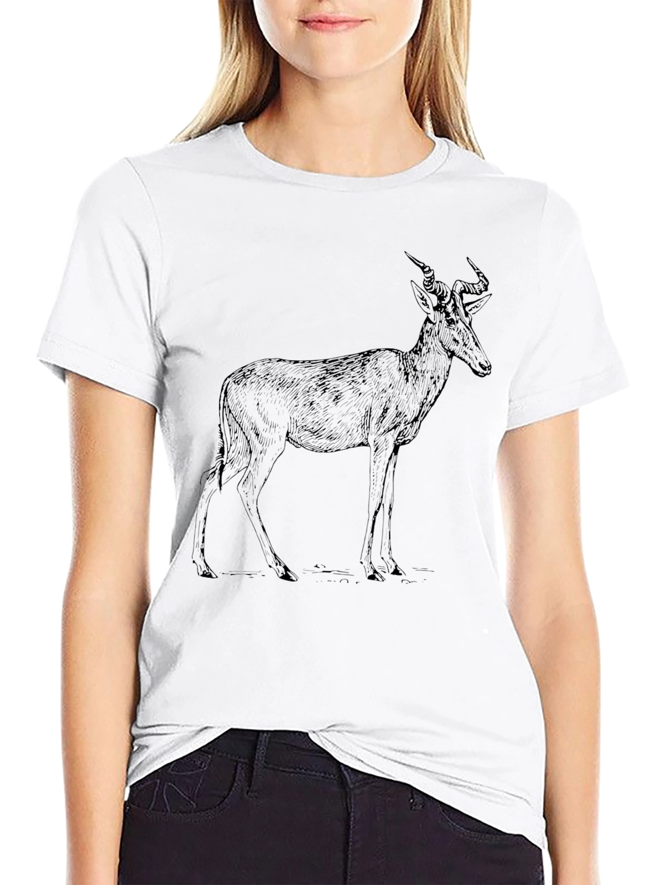 Antelope Graphic Print Black T-Shirt
