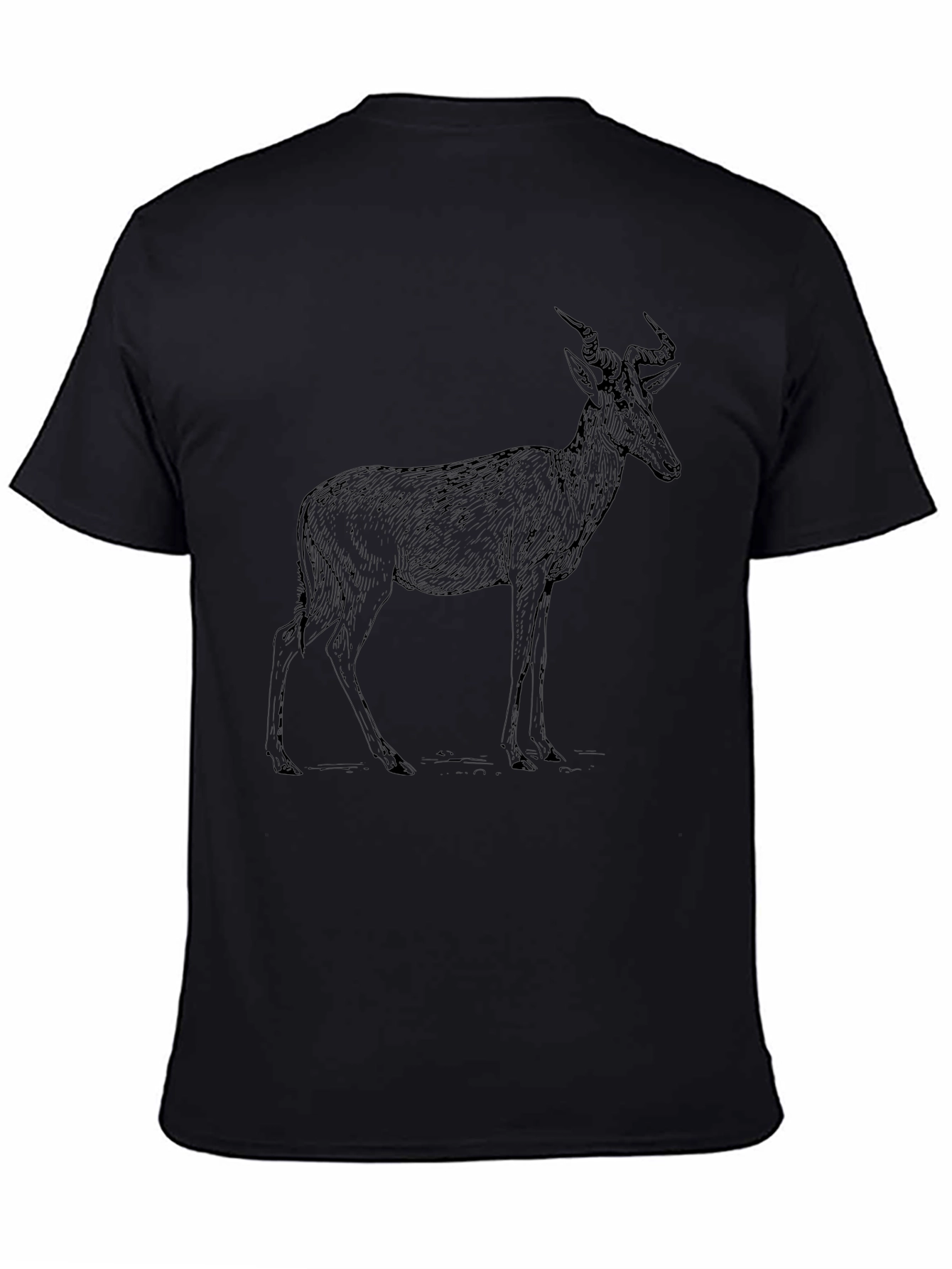 Antelope Graphic Print Black T-Shirt