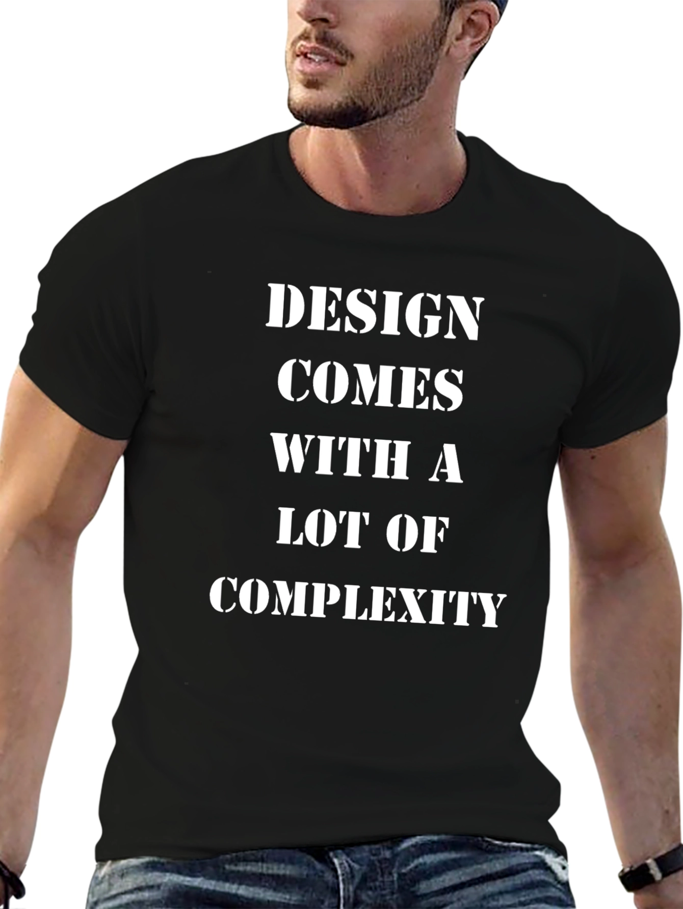 Design Complexity Graphic Tee - Black Casual T-Shirt