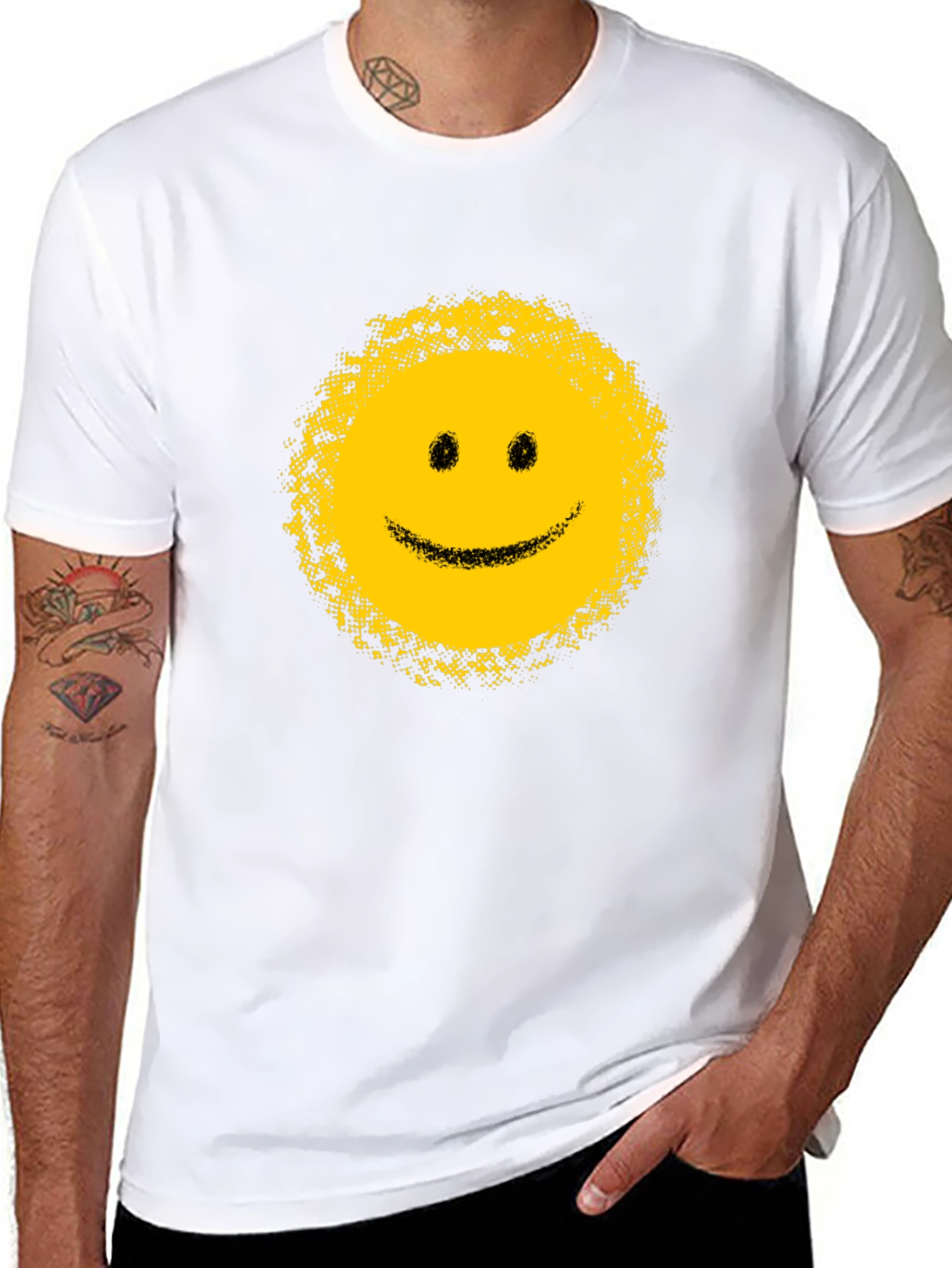 Distressed Smiley Face Black T-Shirt