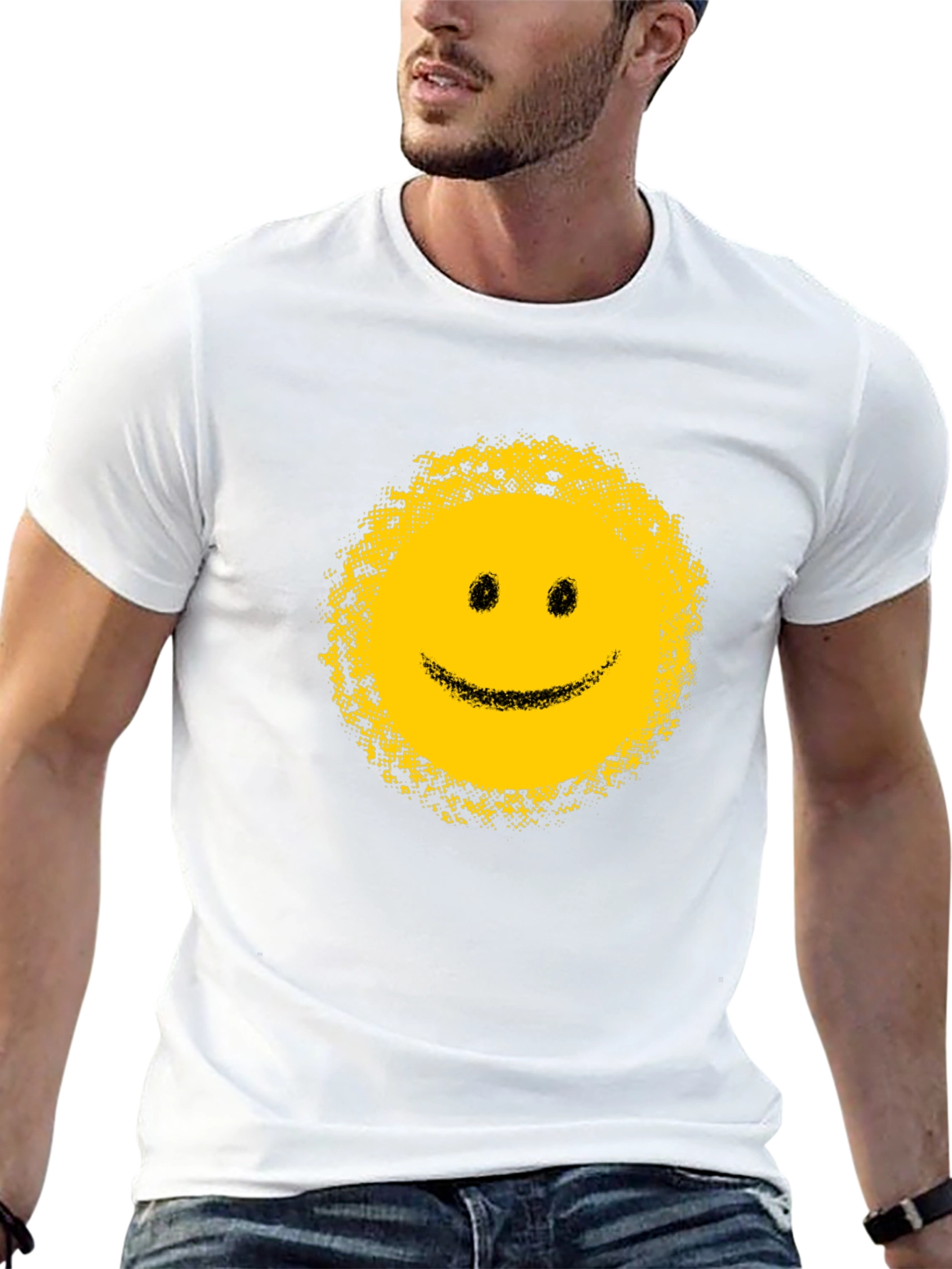 Distressed Smiley Face Black T-Shirt