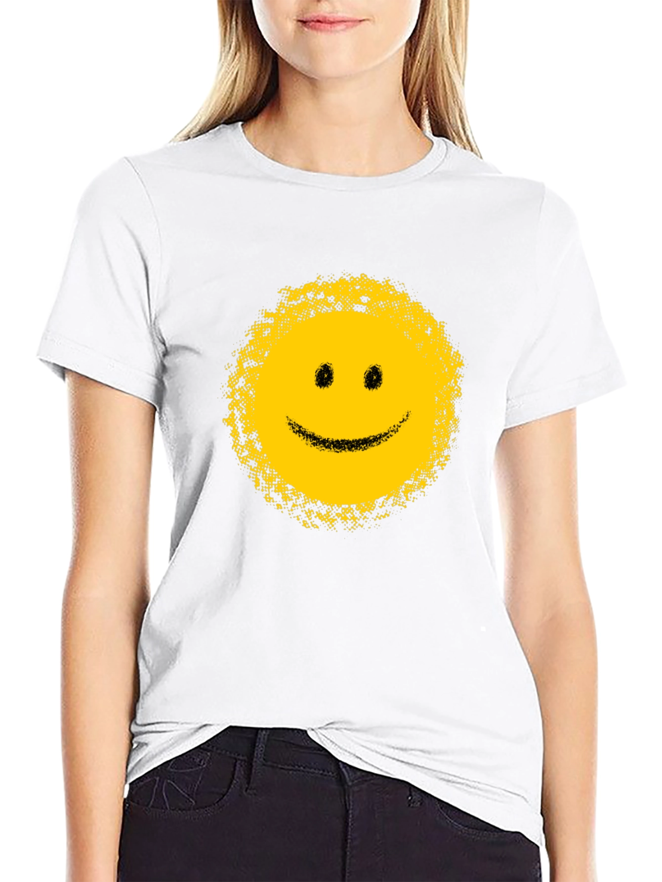 Distressed Smiley Face Black T-Shirt