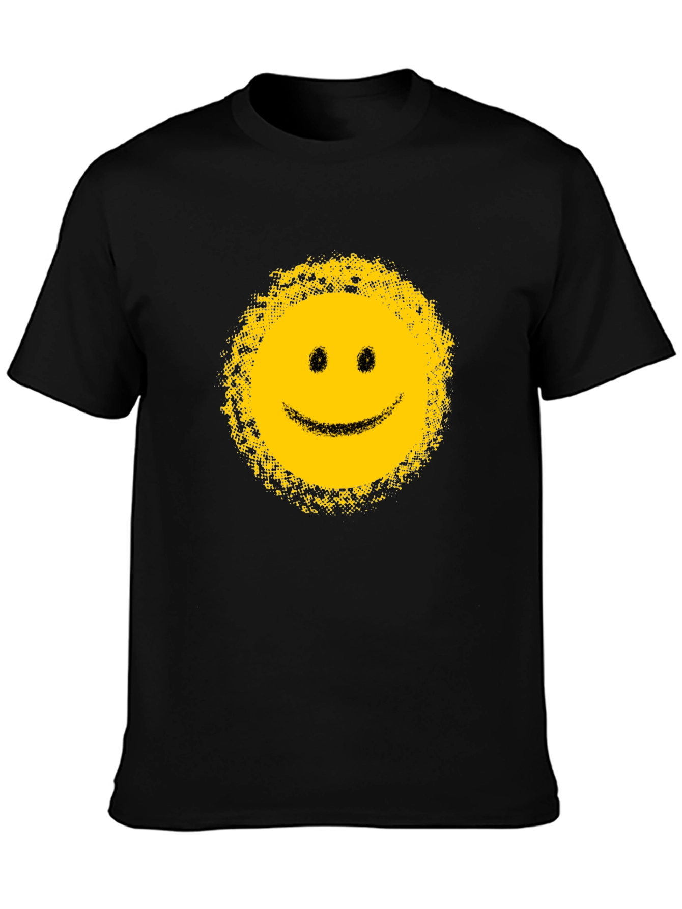 Distressed Smiley Face Black T-Shirt