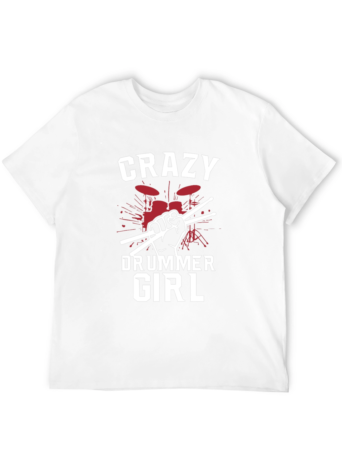 Crazy Drummer Girl Black T-Shirt