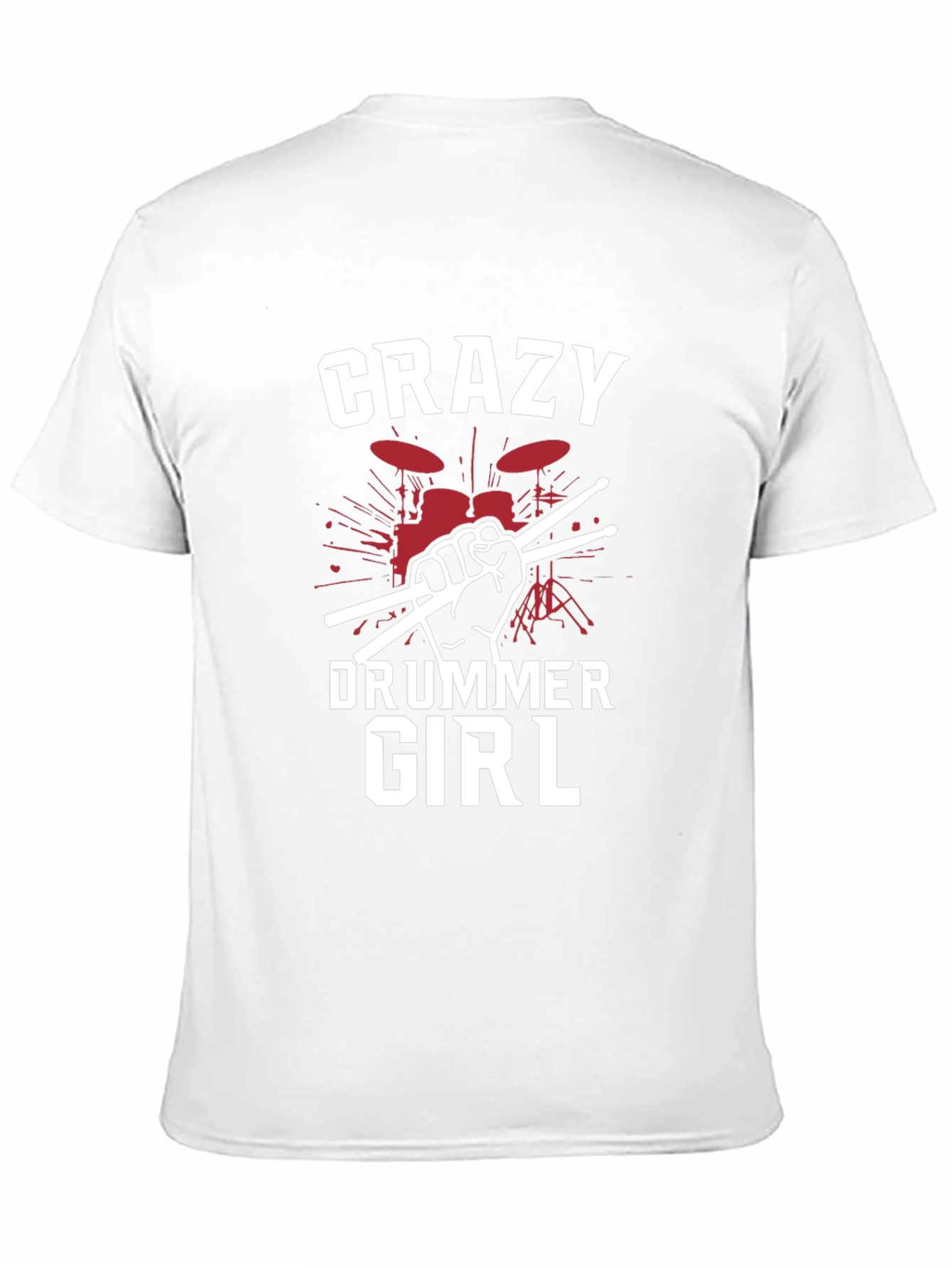 Crazy Drummer Girl Black T-Shirt