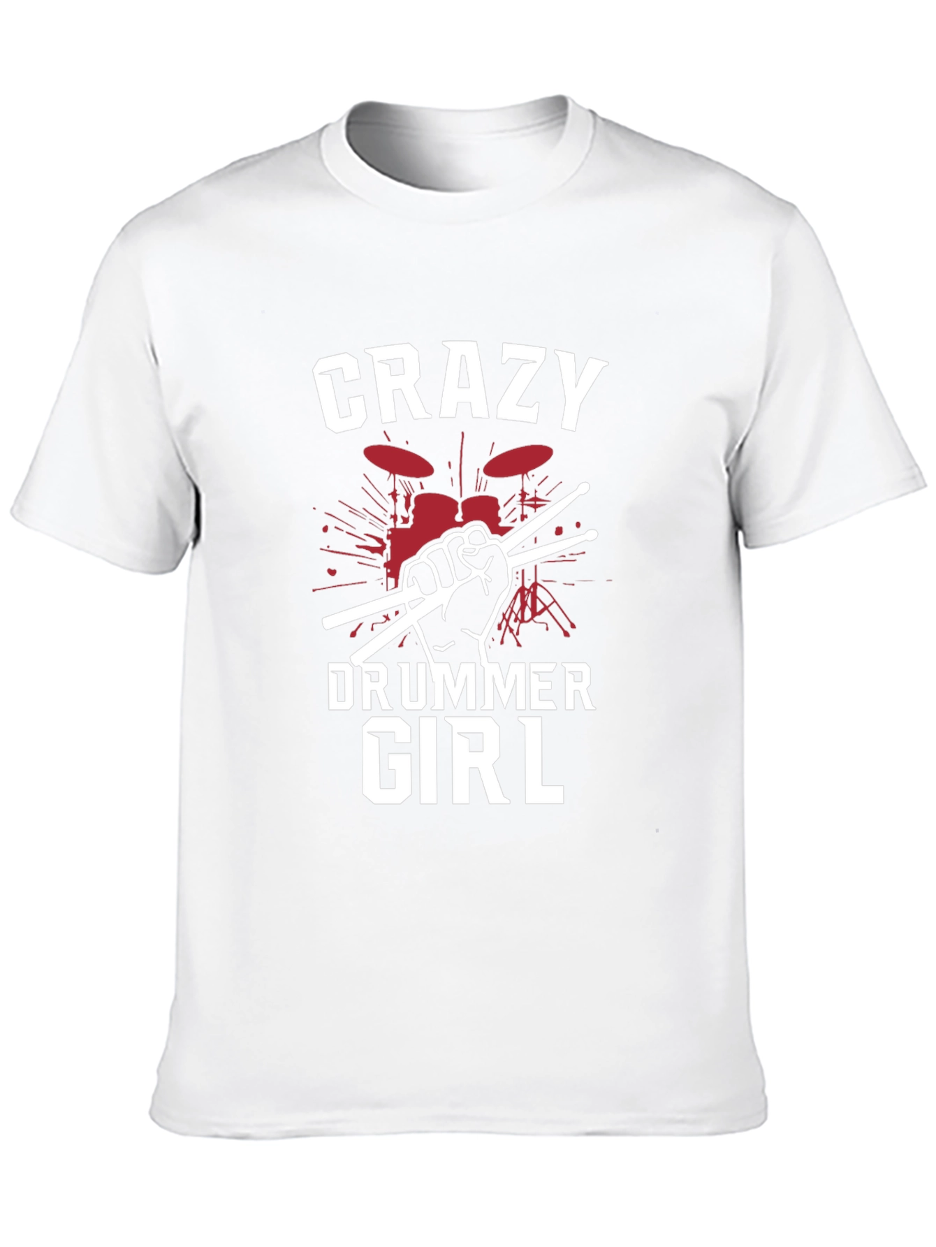 Crazy Drummer Girl Black T-Shirt