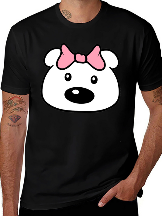 Cute Cartoon Bear T-Shirt - Black Cotton Tee