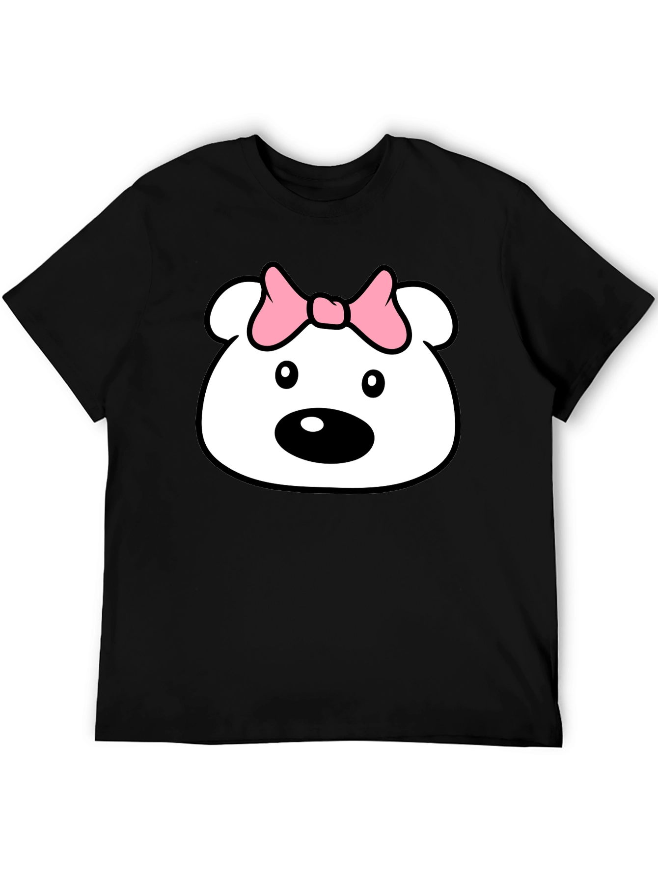 Cute Cartoon Bear T-Shirt - Black Cotton Tee
