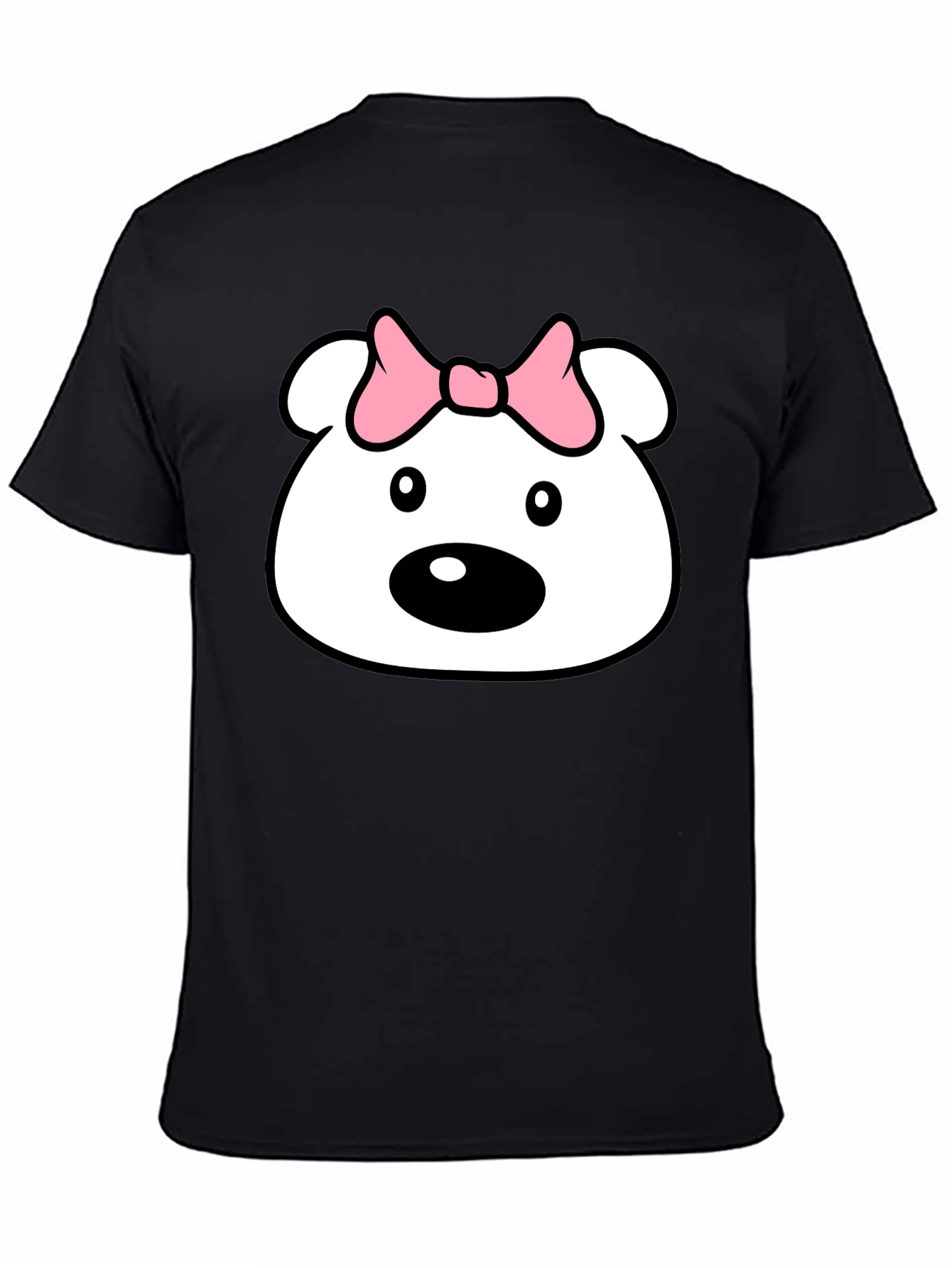 Cute Cartoon Bear T-Shirt - Black Cotton Tee