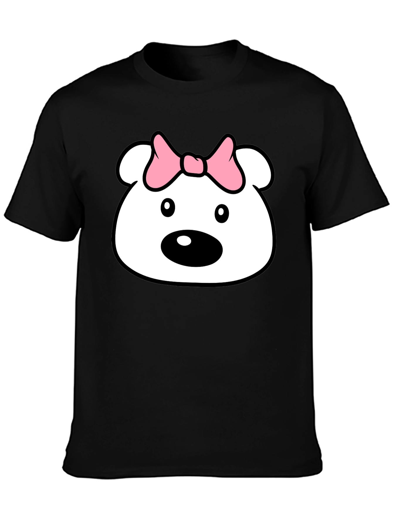 Cute Cartoon Bear T-Shirt - Black Cotton Tee
