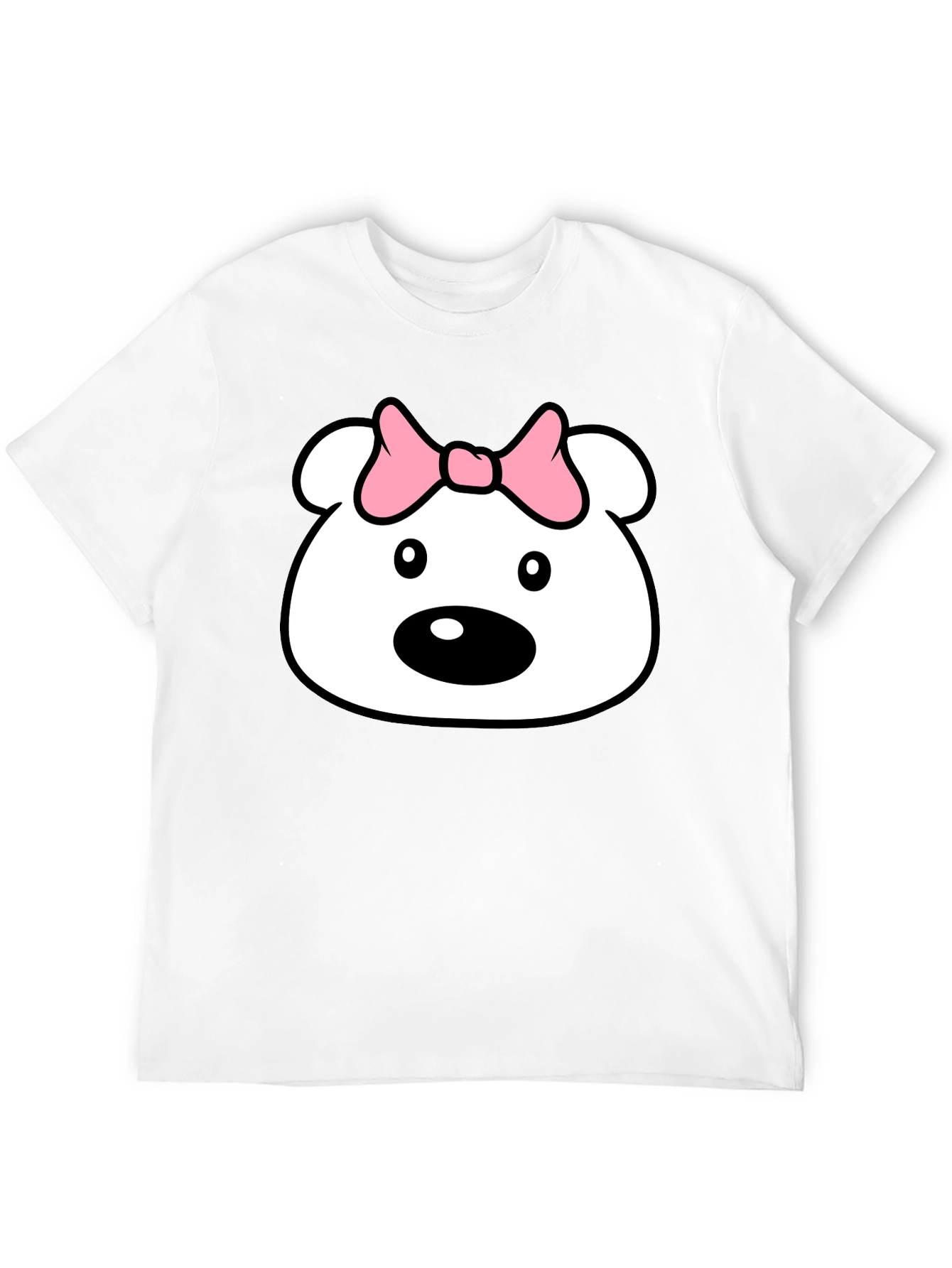Cute Cartoon Bear T-Shirt - Black Cotton Tee