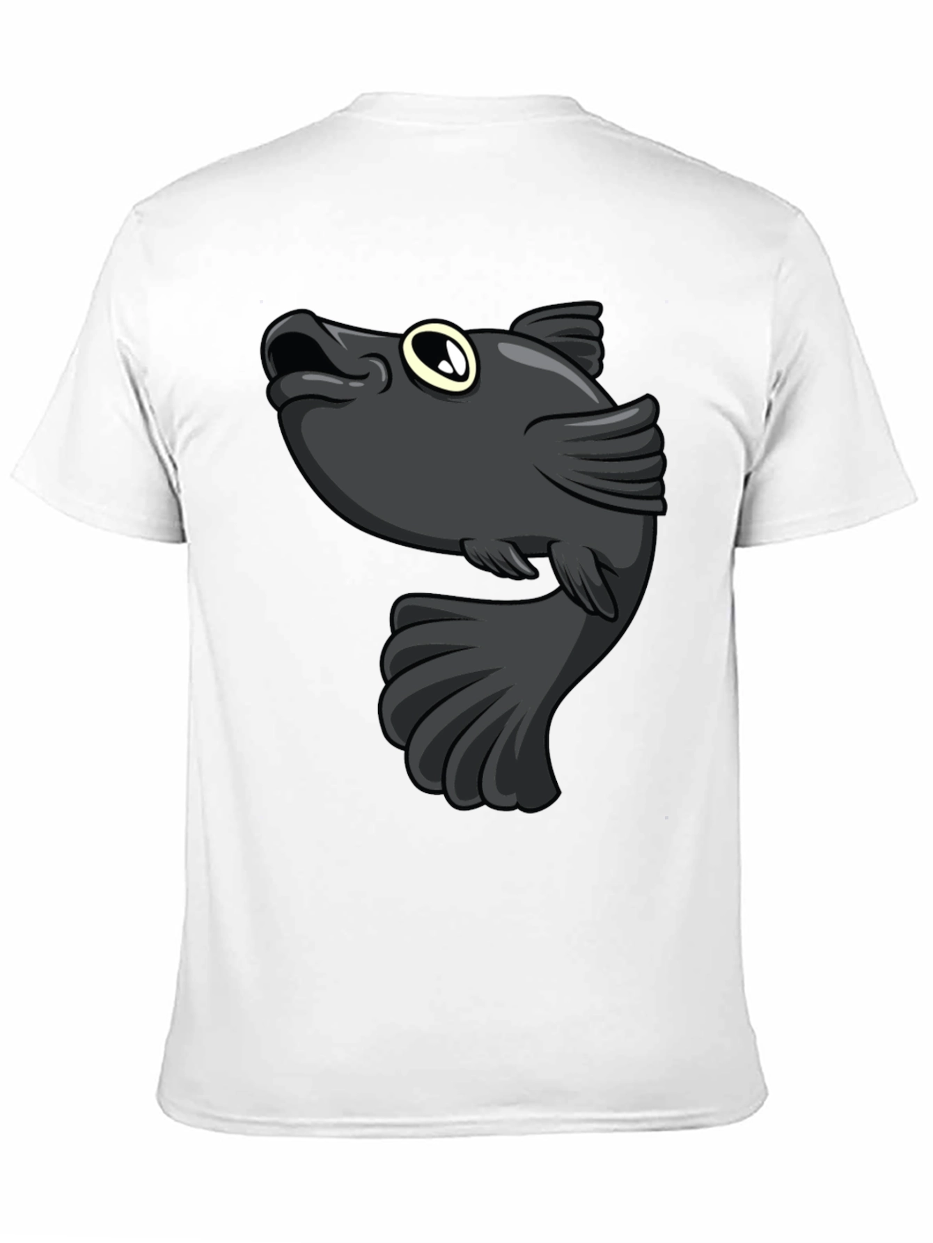 Cartoon Fish Graphic Print Black T-Shirt