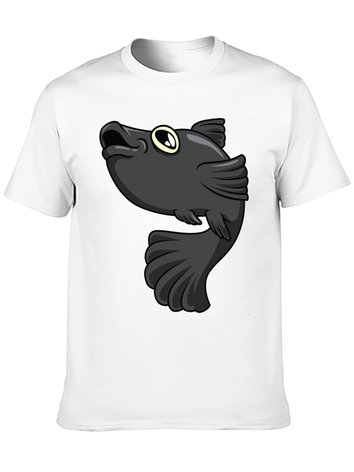 Cartoon Fish Graphic Print Black T-Shirt
