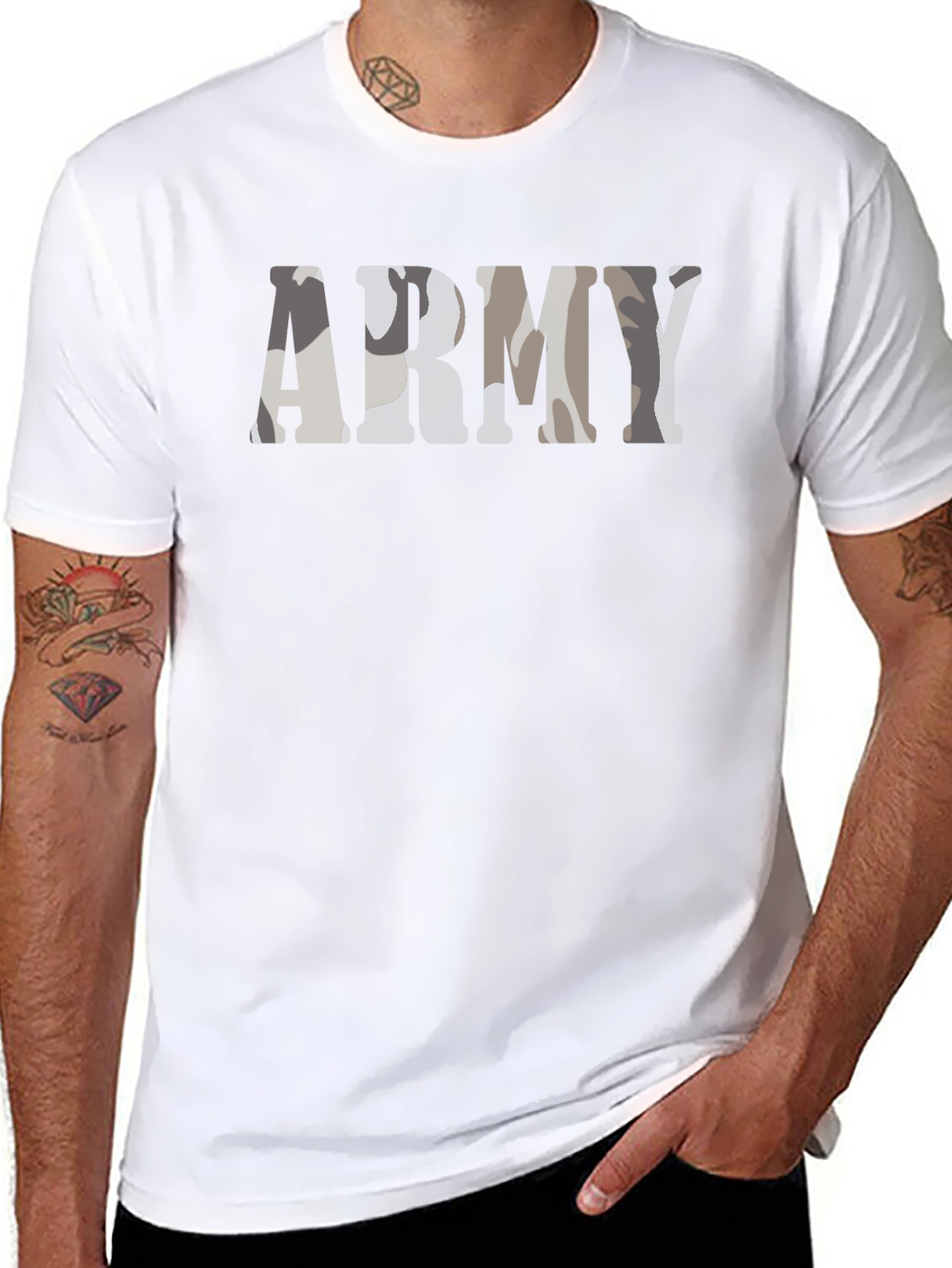 Army Camo Print Graphic Tee - Military Inspired