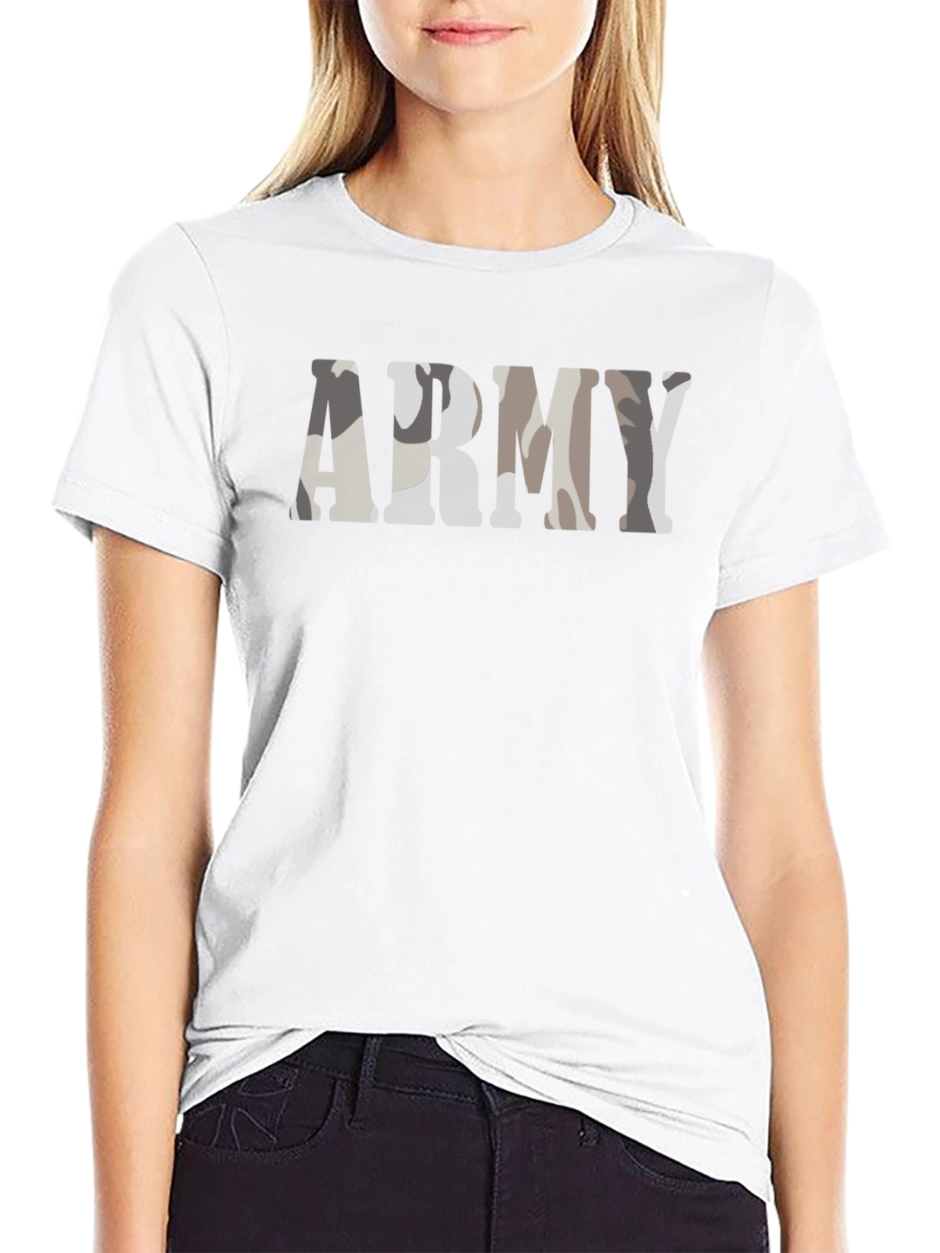 Army Camo Print Graphic Tee - Military Inspired