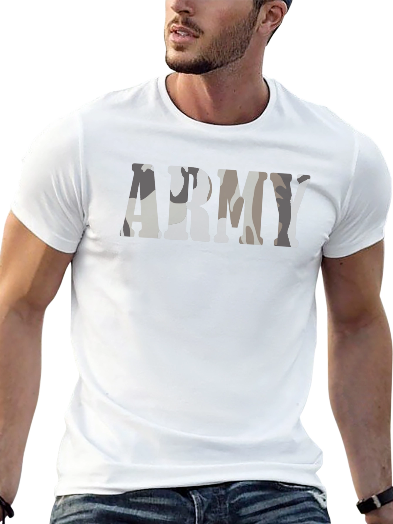 Army Camo Print Graphic Tee - Military Inspired