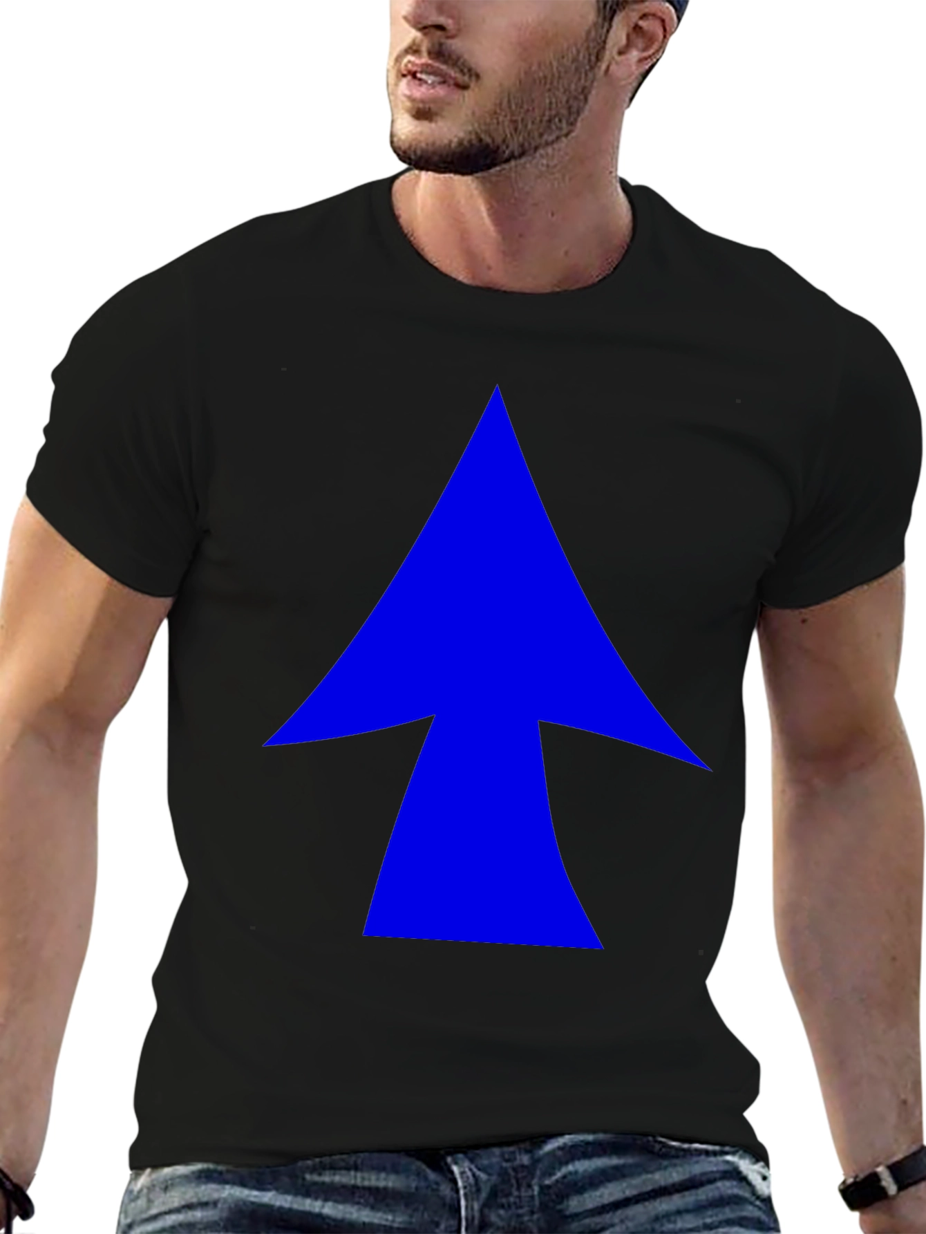 Blue Arrow Graphic Black T-Shirt - Casual Style