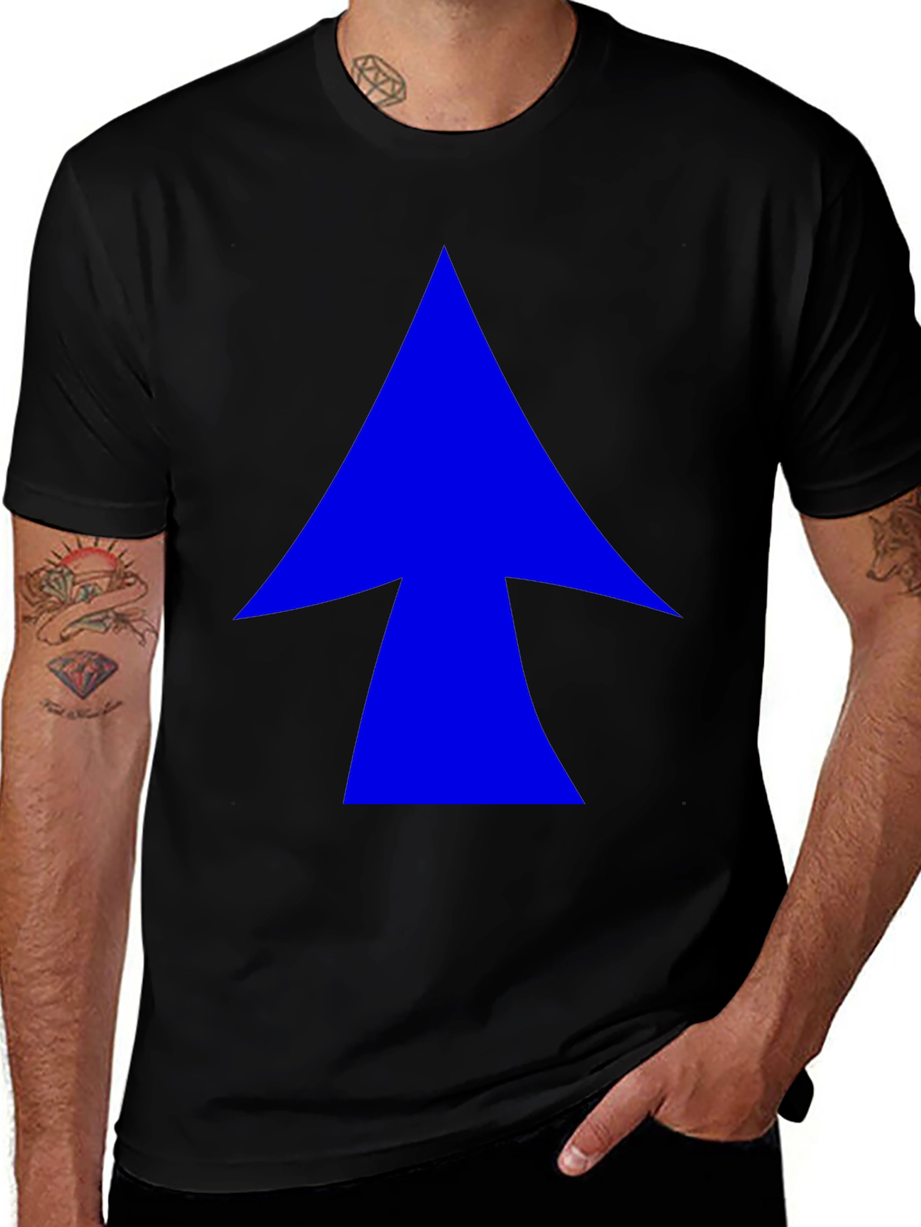 Blue Arrow Graphic Black T-Shirt - Casual Style